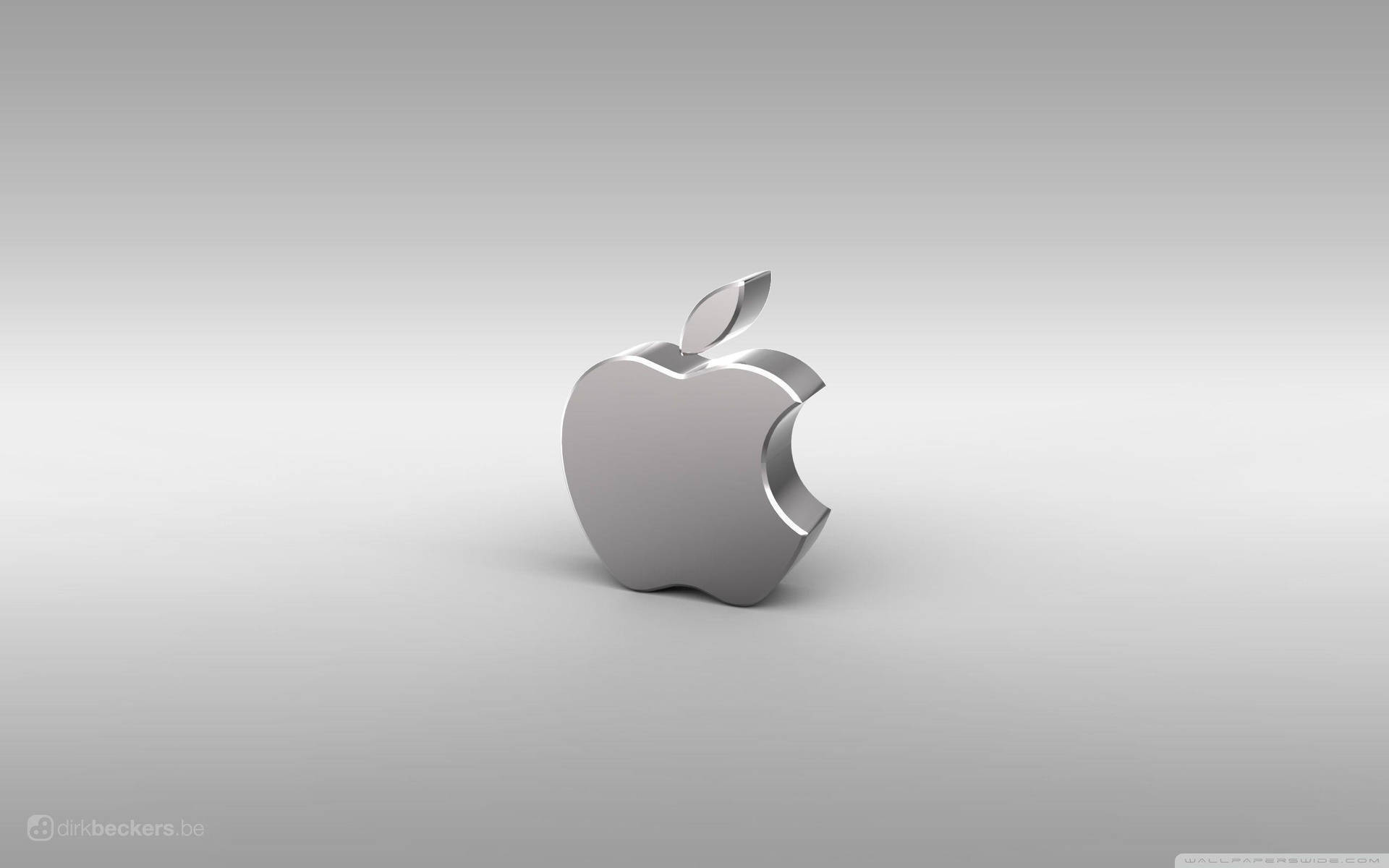 Apple Logo In 3d Silver Design Background