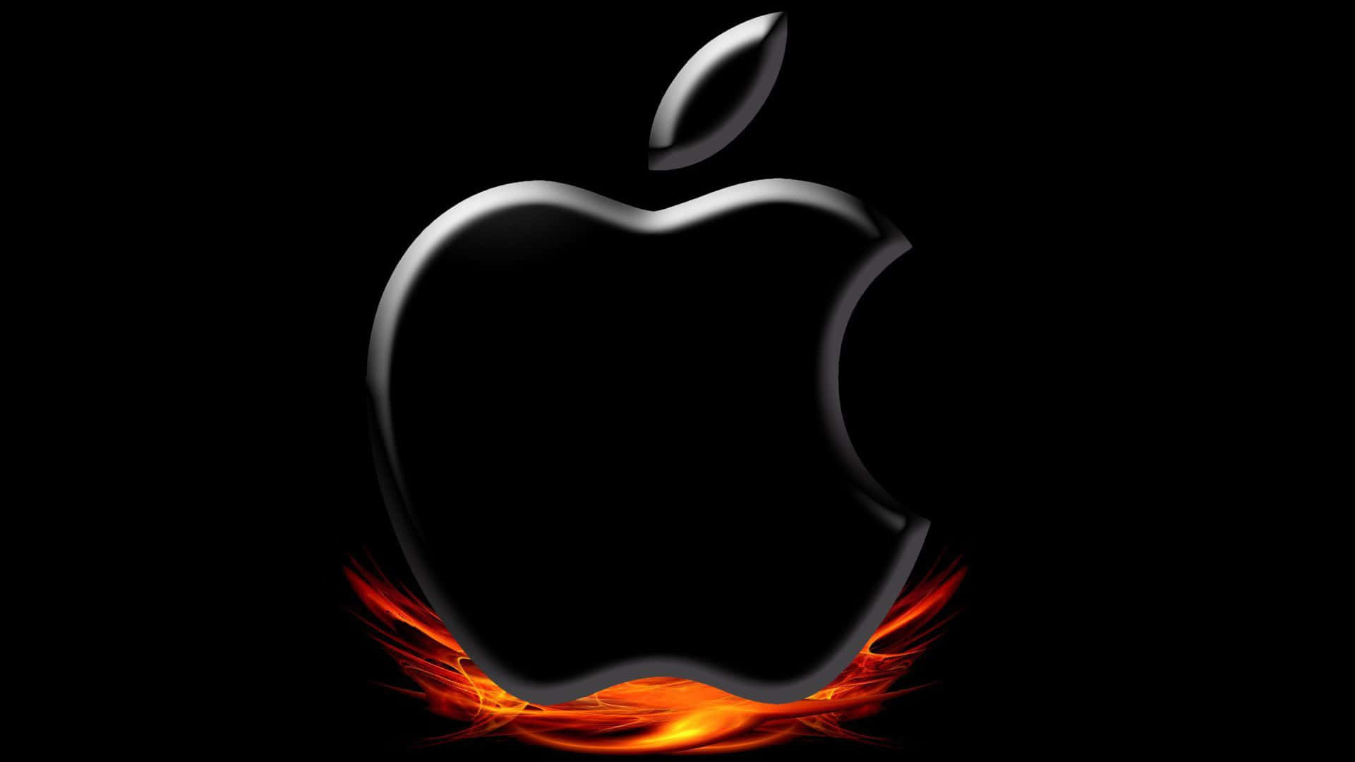 Apple Logo In Flames On A Black Background