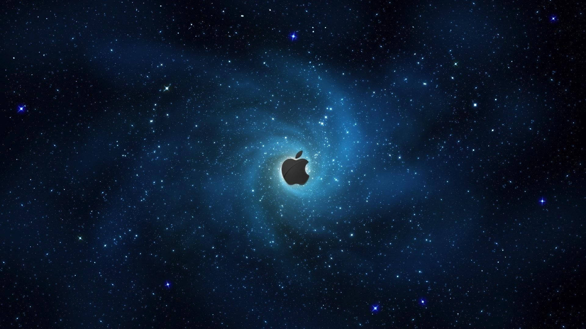 Apple Logo In Galaxy Background Background