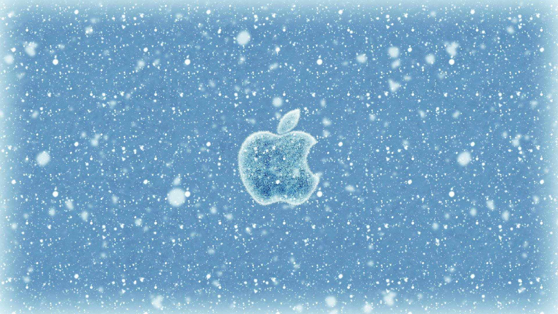 Apple Logo In Snow Background