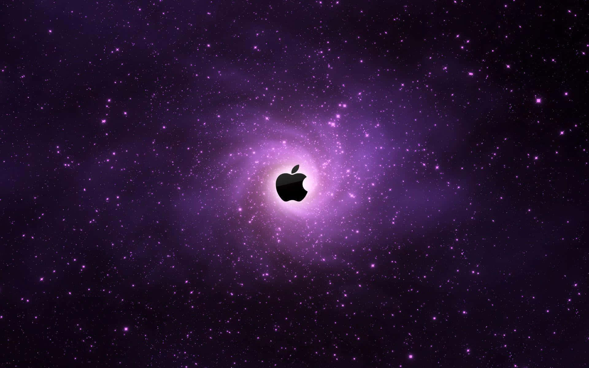 Apple Logo In The Middle Of A Purple Galaxy Background