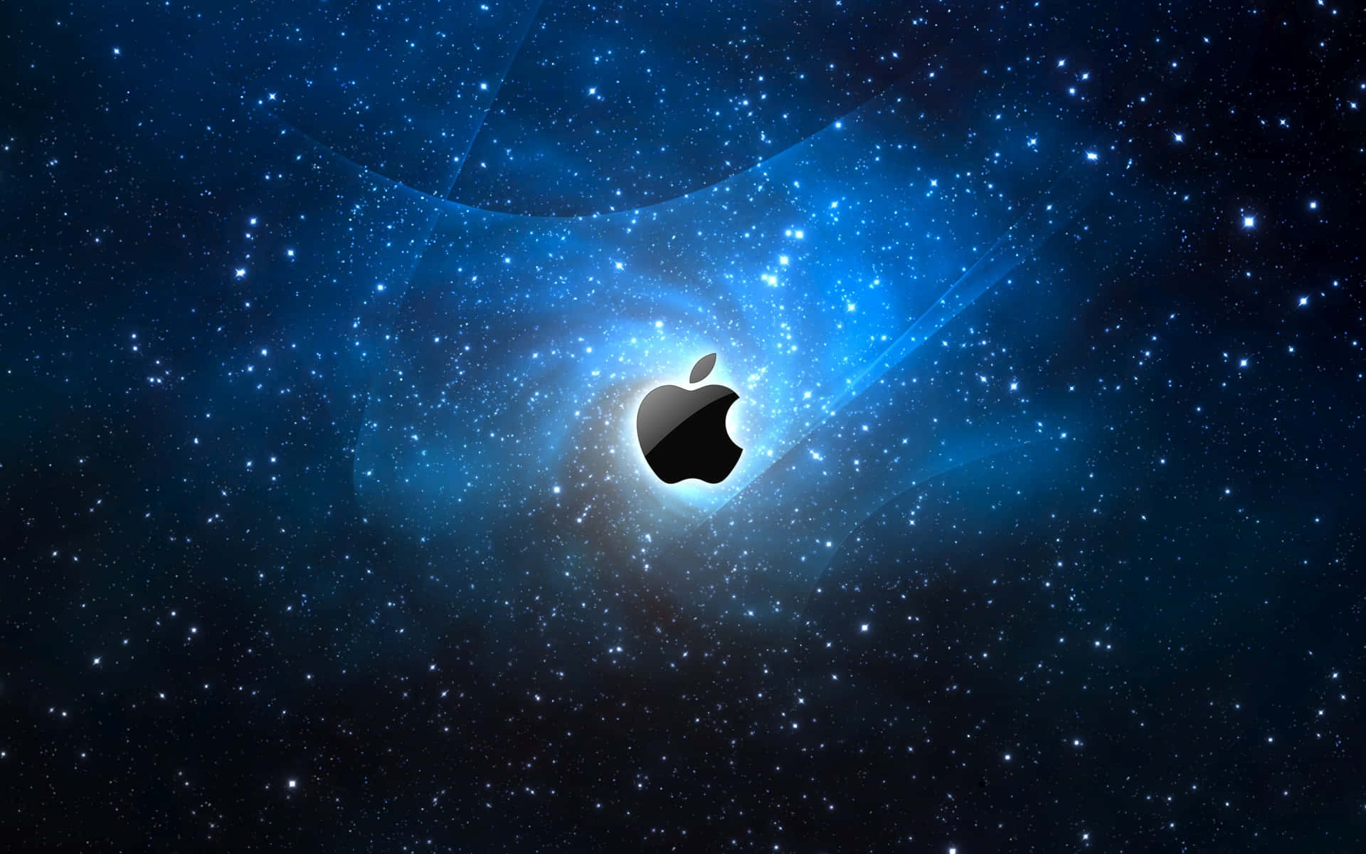 Apple Logo In The Space With Stars Background