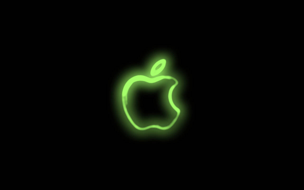 Apple Logo Neon Green Aesthetic Background