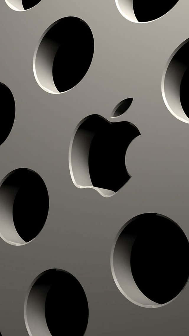 Apple Logo On A Metal Surface With Holes Background
