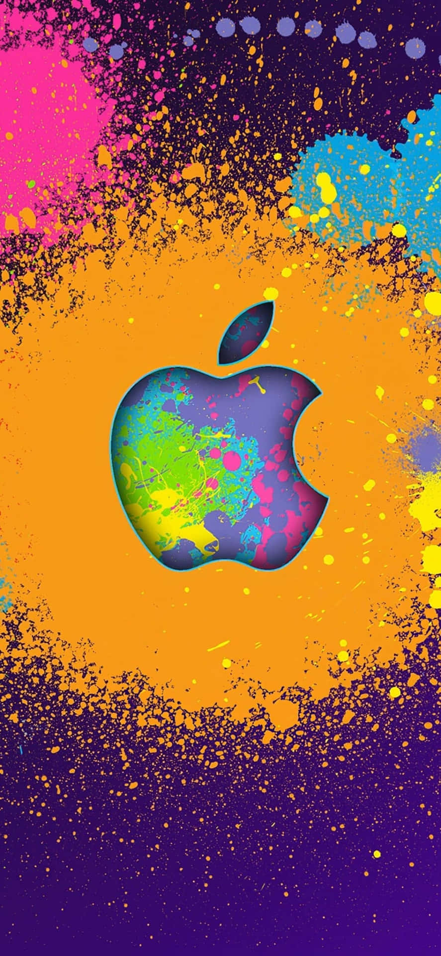 Apple Logo Paint Splash Iphone Xs Background