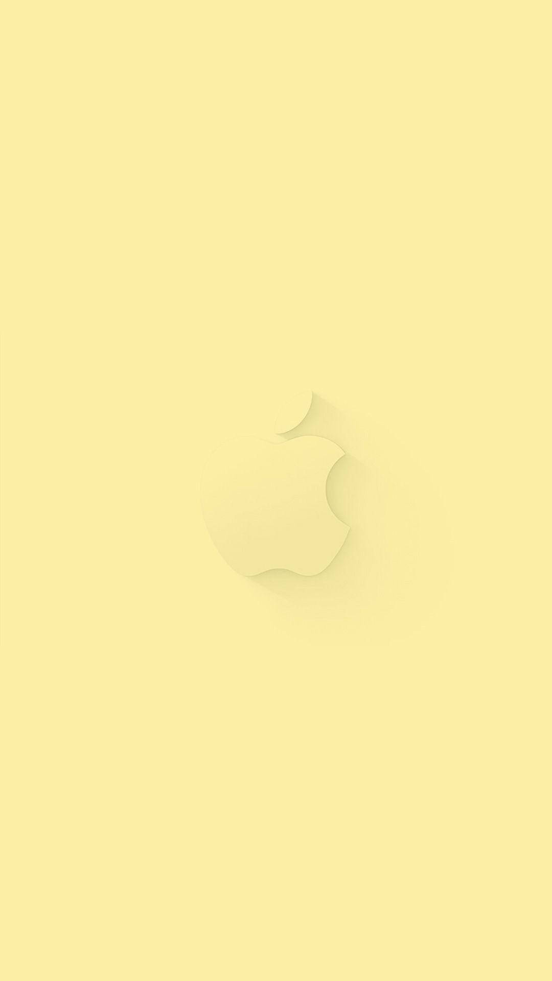 Apple Logo Pastel Yellow Aesthetic Background