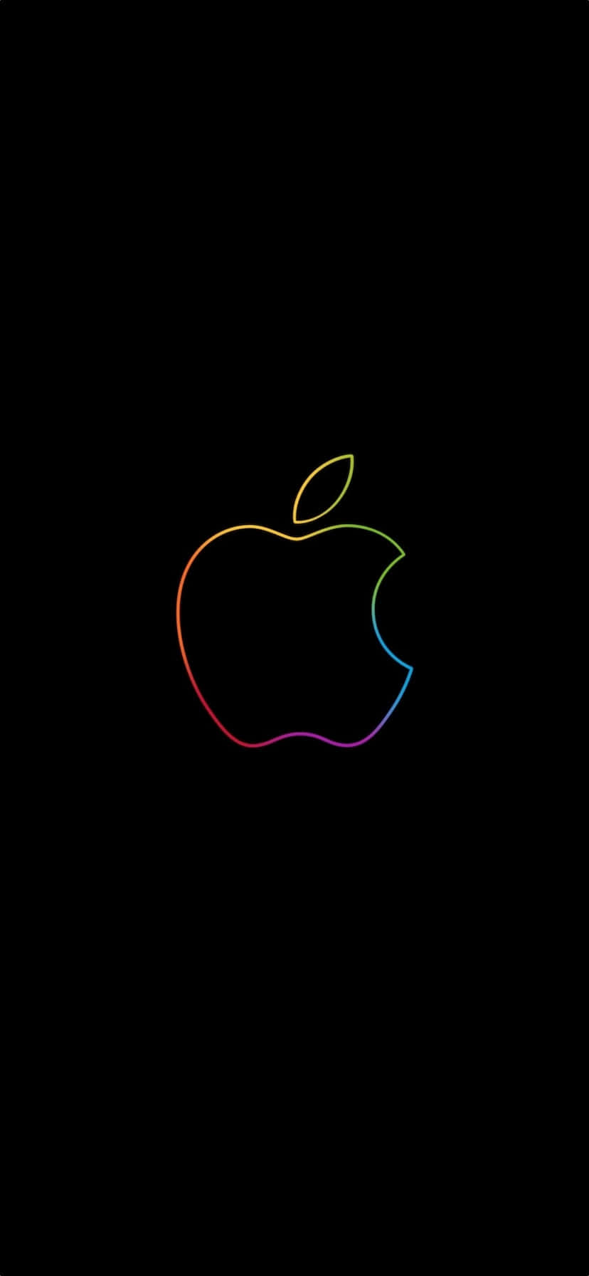Apple Logo Rainbow Outlineon Black Background