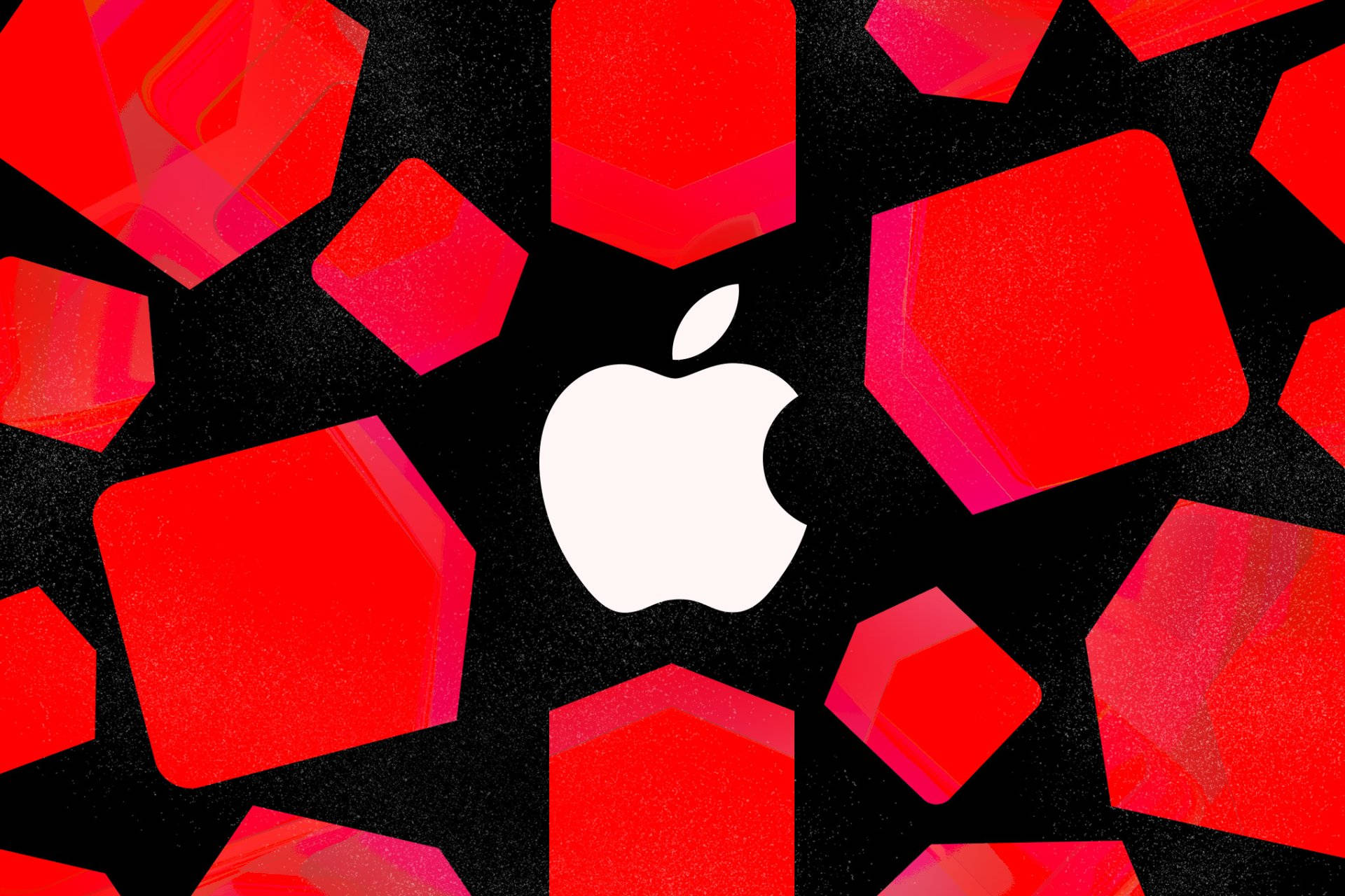 Apple Logo Red Blocks Background
