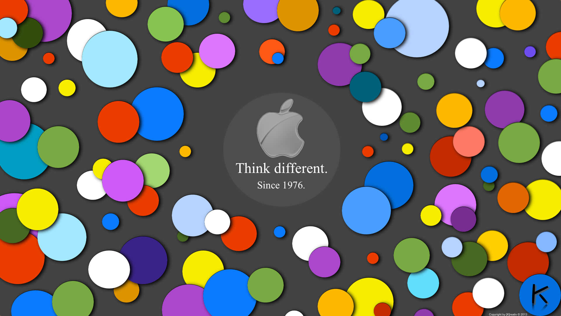 Apple Logo With Colorful Circles On A Dark Background Background