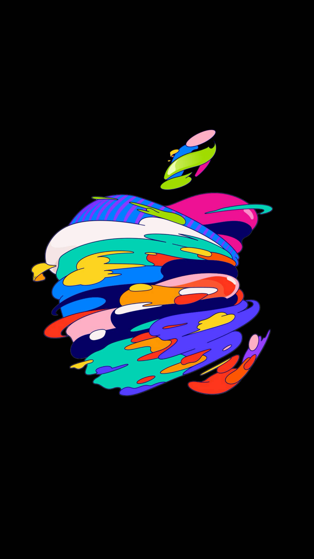 Apple Logo With Colorful Paint On A Black Background Background