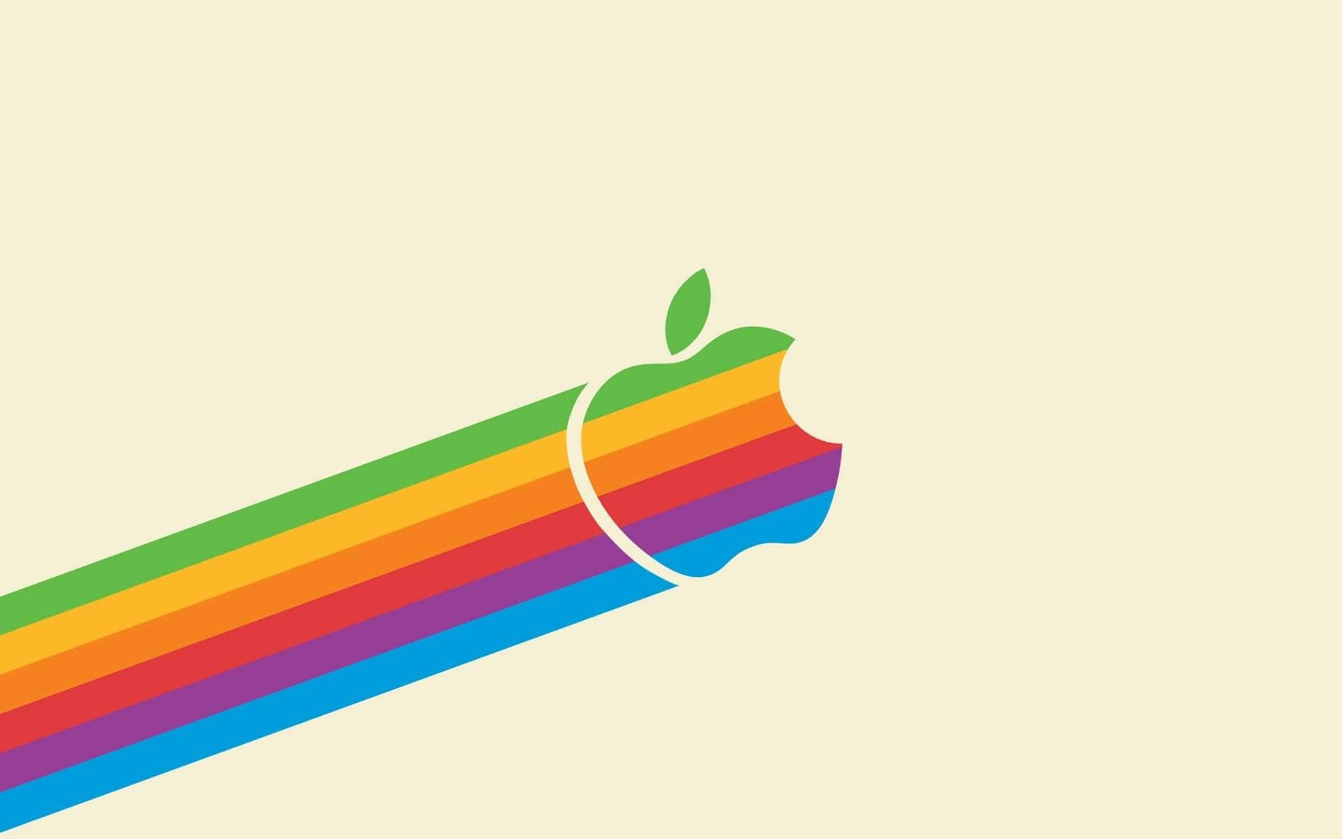 Apple Logo With Rainbow Stripes Background
