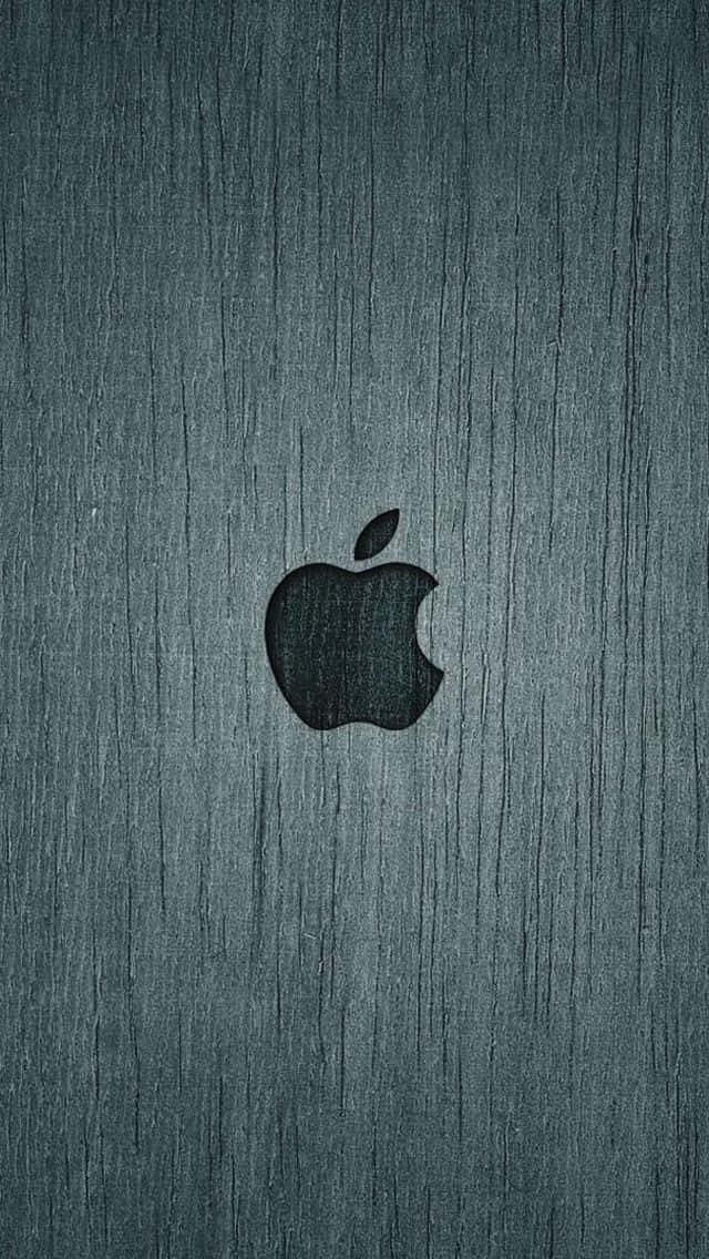 Apple Logoon Dark Wood Texture Background