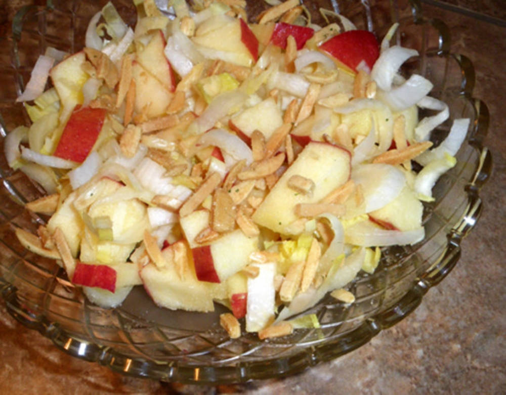 Apple Nuts Endive Vegetable Salad Background