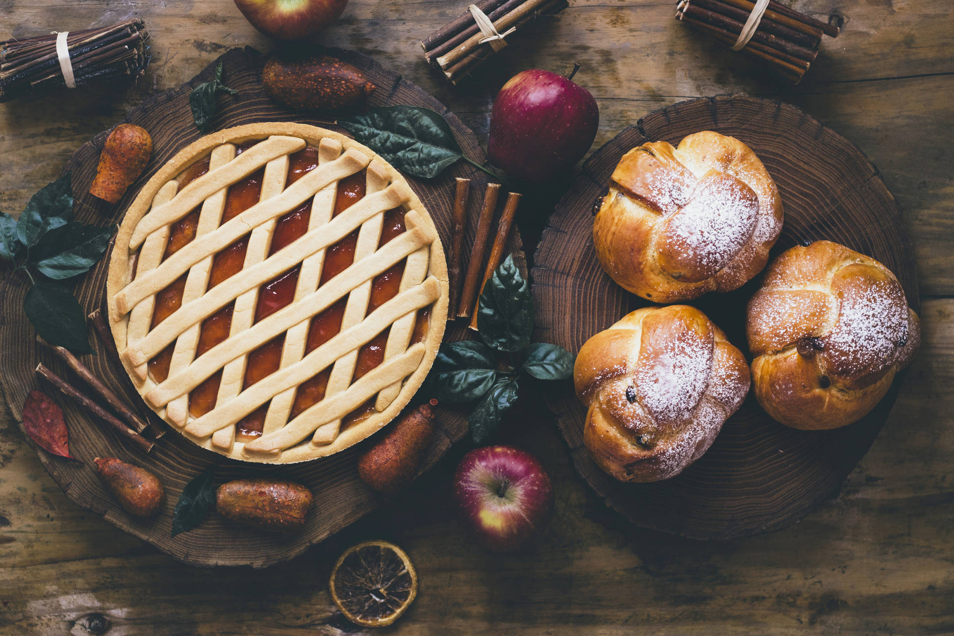 Apple Pie And Bread Aesthetic Background