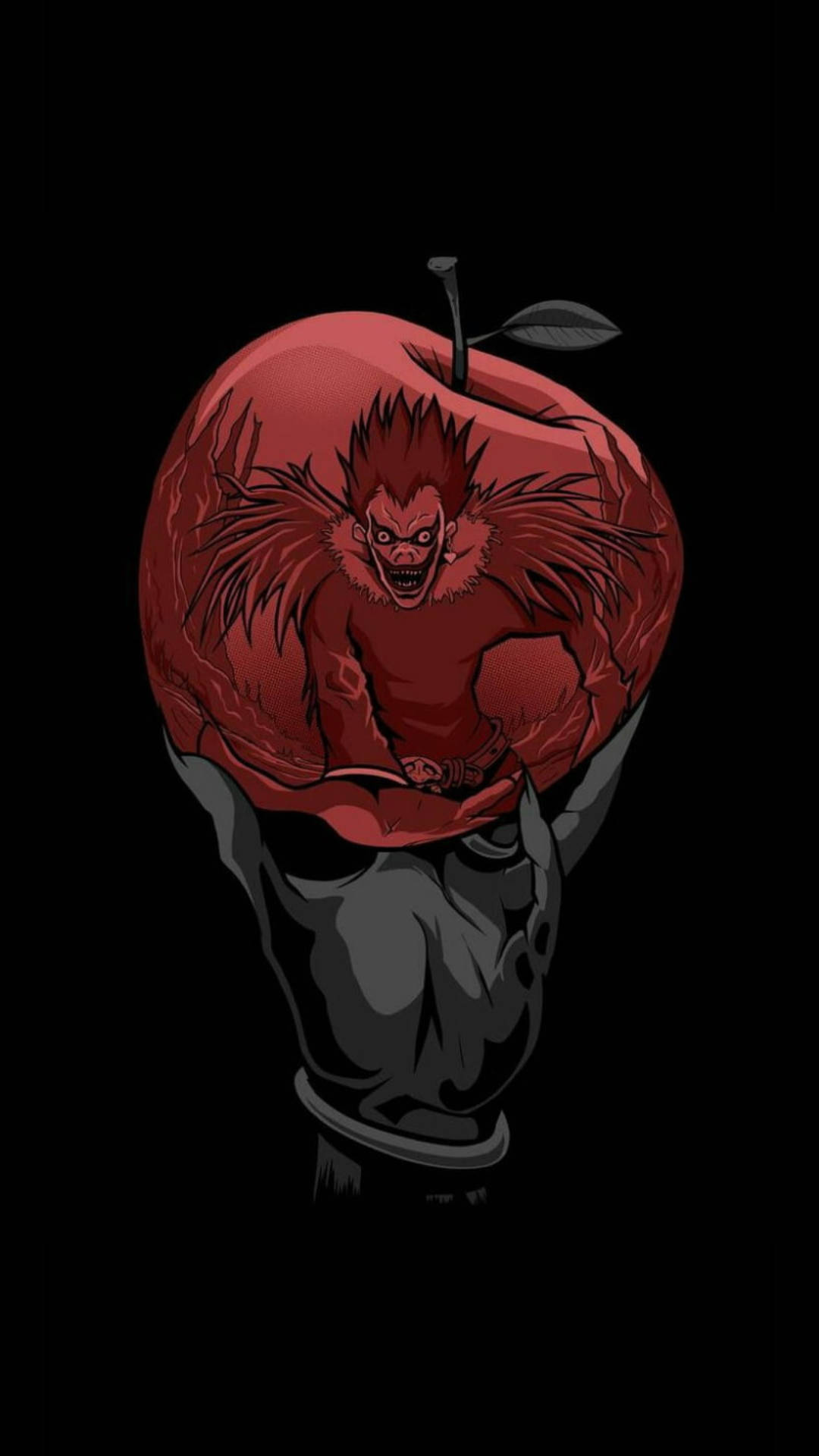 Apple Reflecting Ryuk From Death Note Phone Background