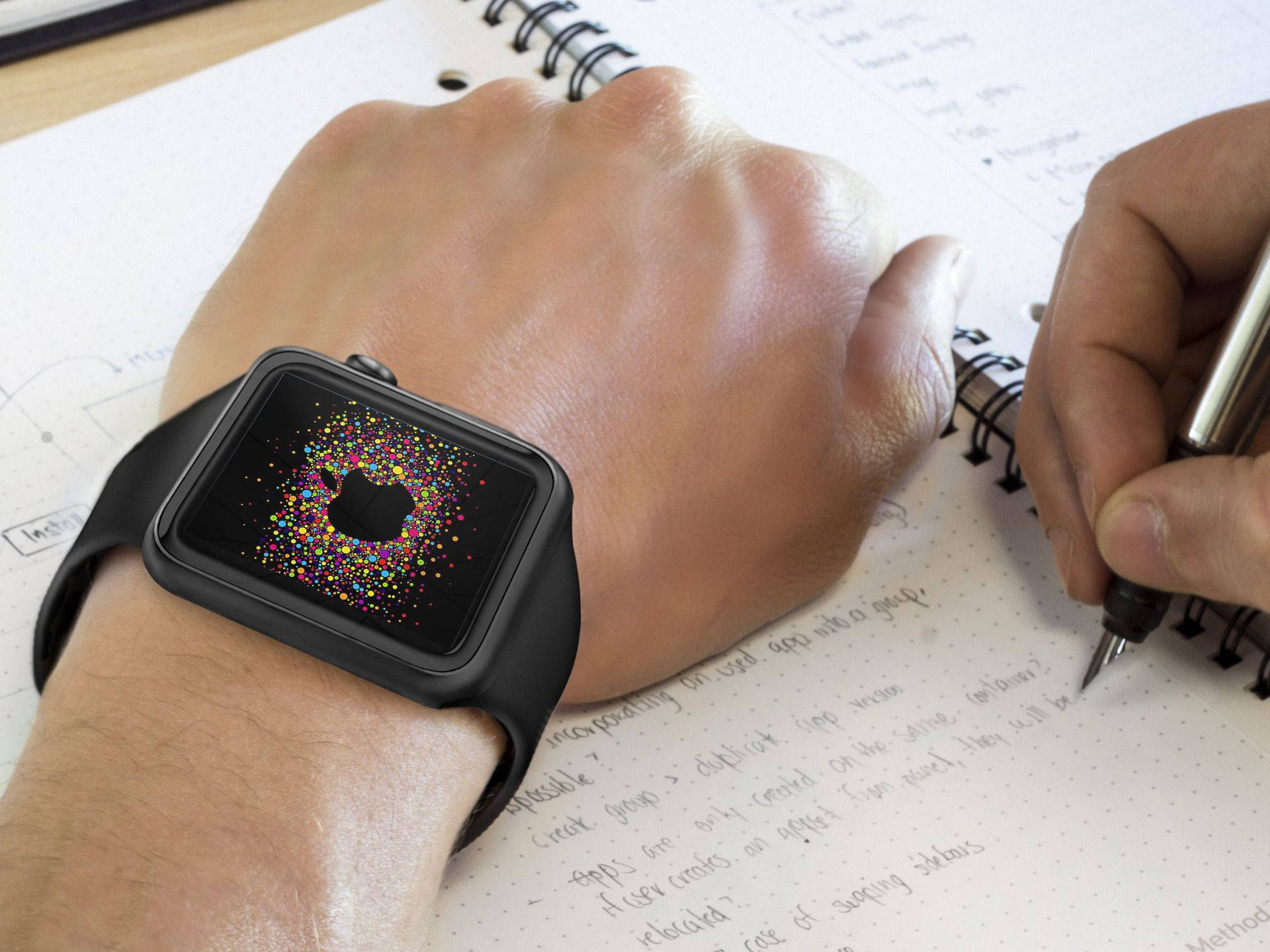 Apple Watch With Black Silicone Band Background