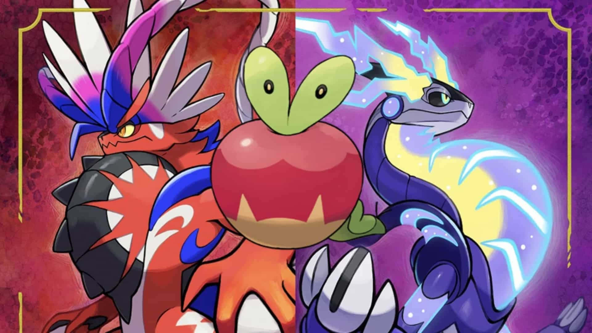 Applin With Koraidon And Miraidon Background
