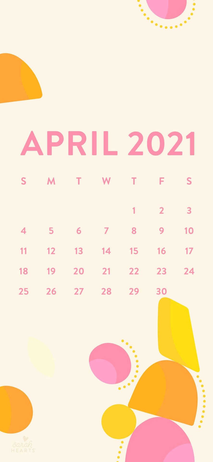 April 2021 Calendar With Colorful Circles And Circles Background