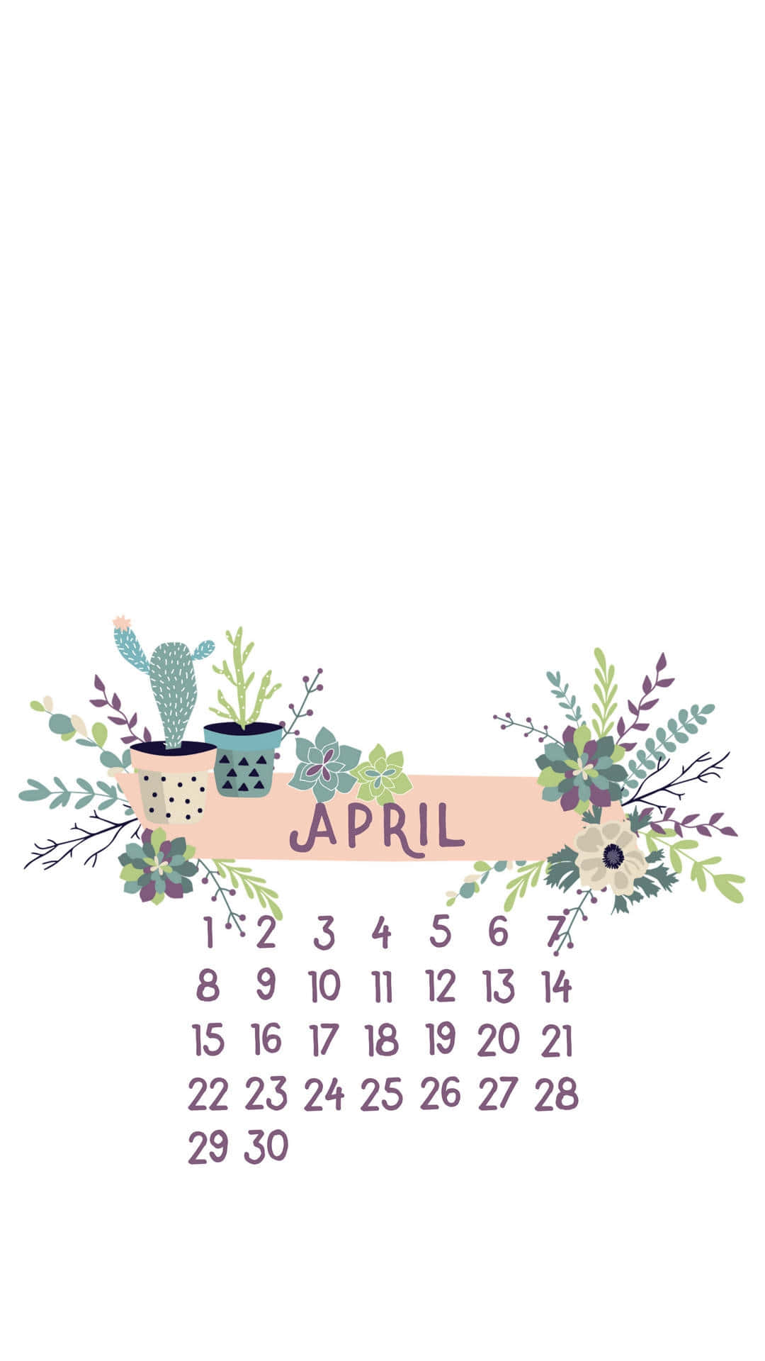 April Calendar Floral Design Background