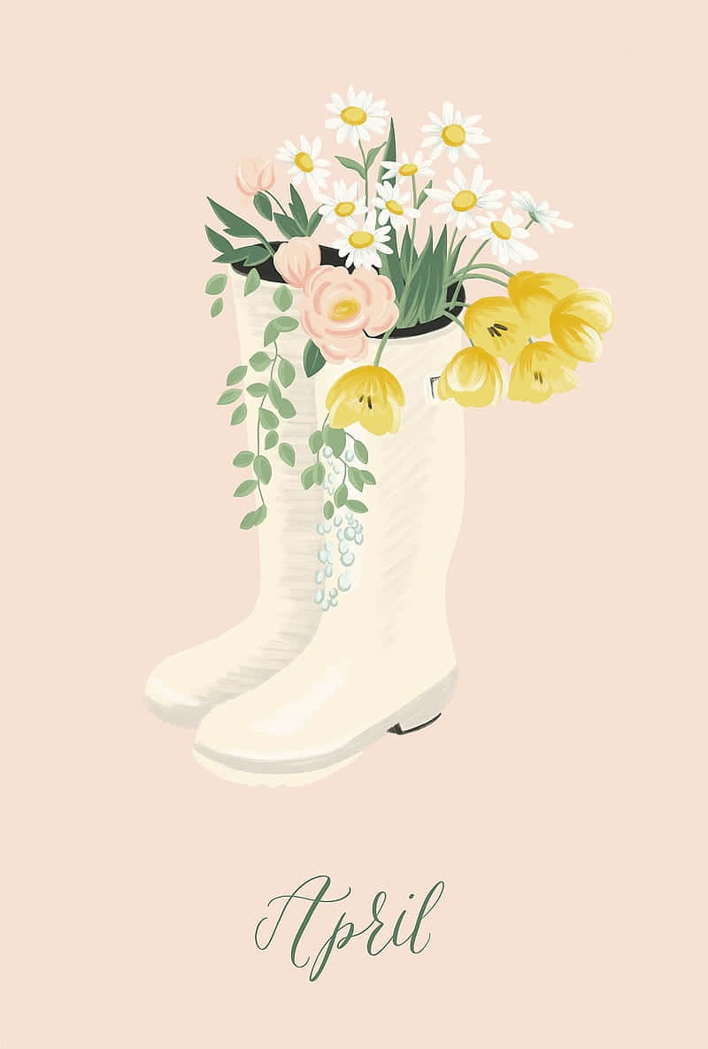 April Floral Boots Illustration Background