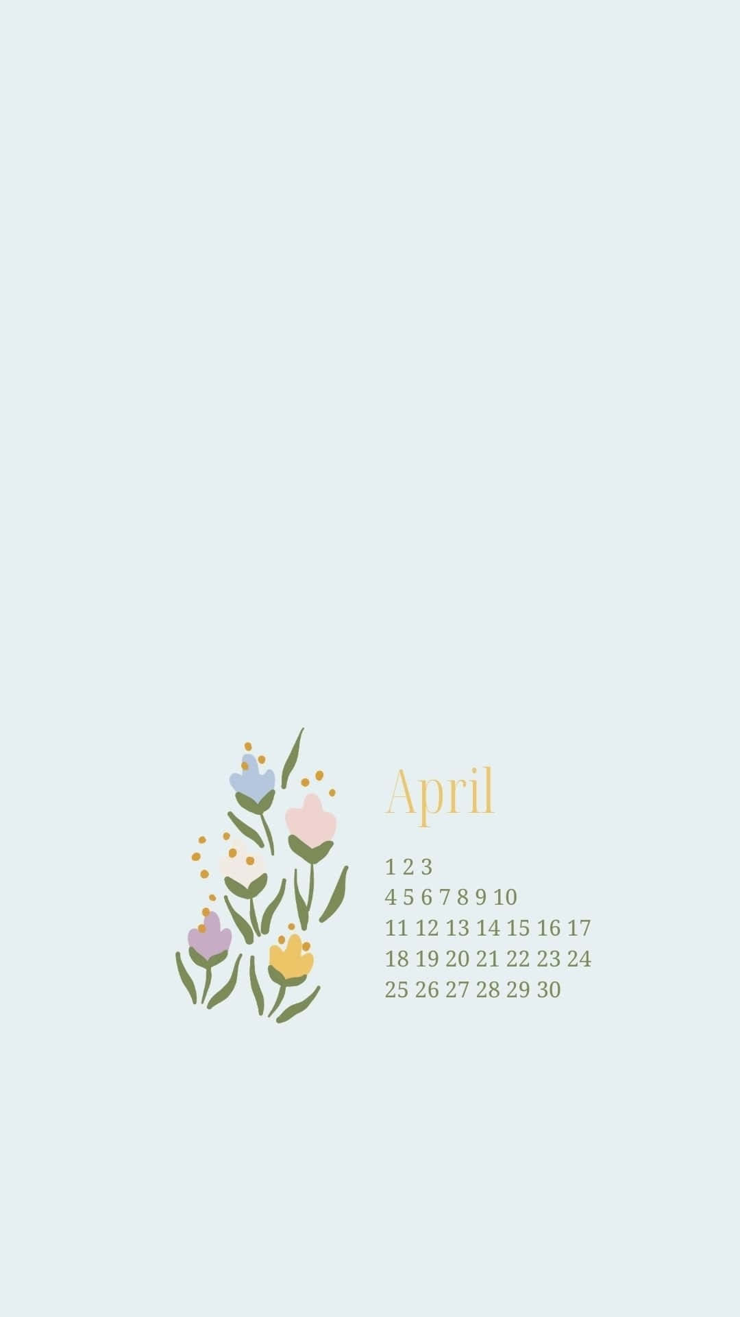April Floral Calendar Background