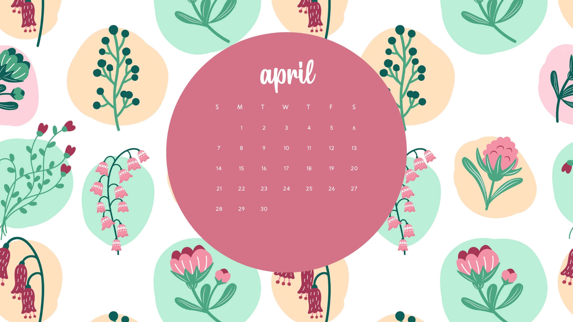 April Floral Calendar Design Background