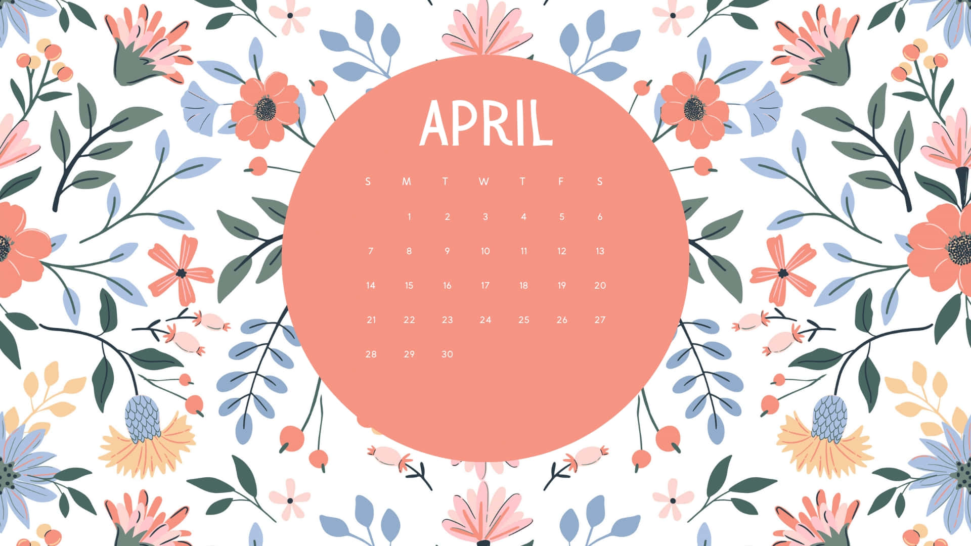 April Floral Calendar Design Background