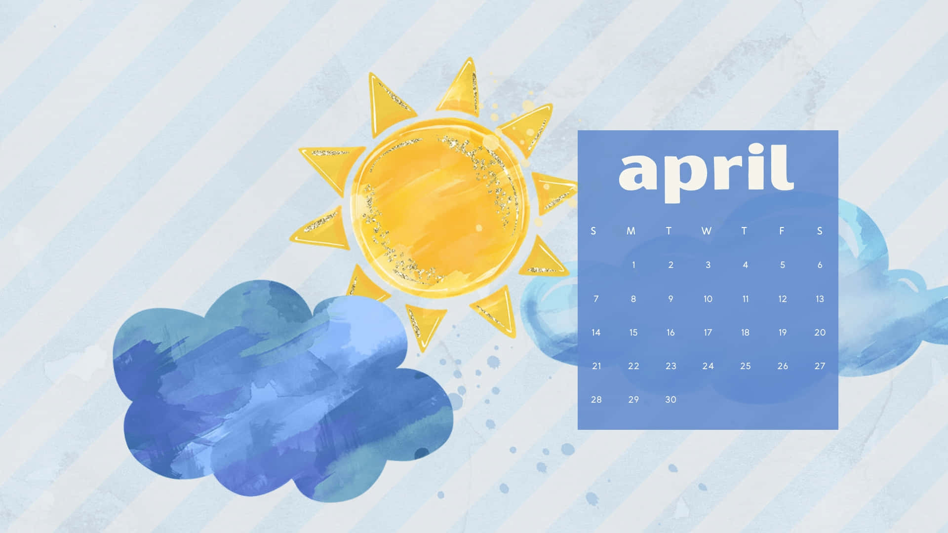 April Sun Clouds Calendar Illustration Background