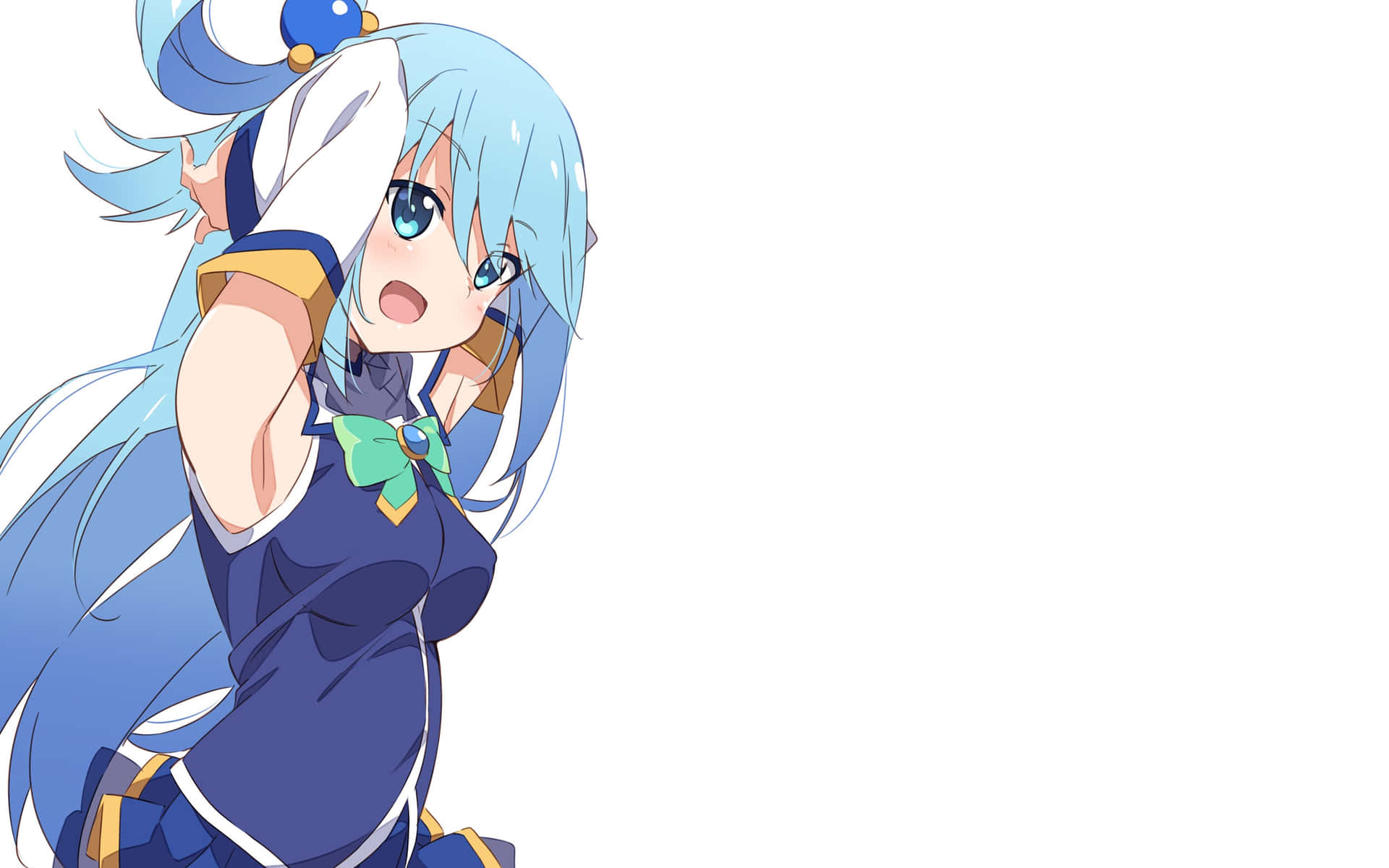 Aqua Anime Character Blue Hair Background