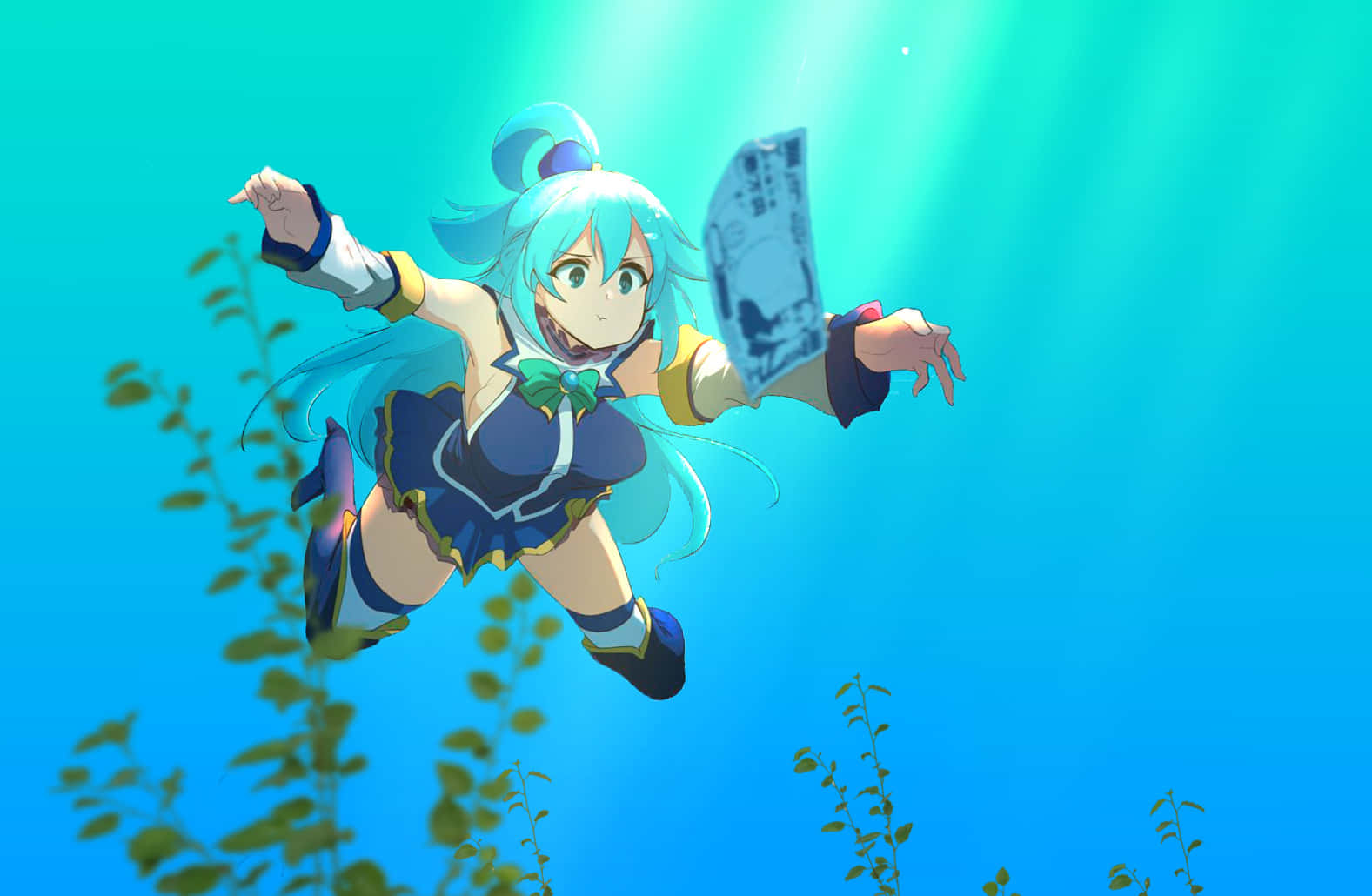 Aqua Anime Characterin Action Background