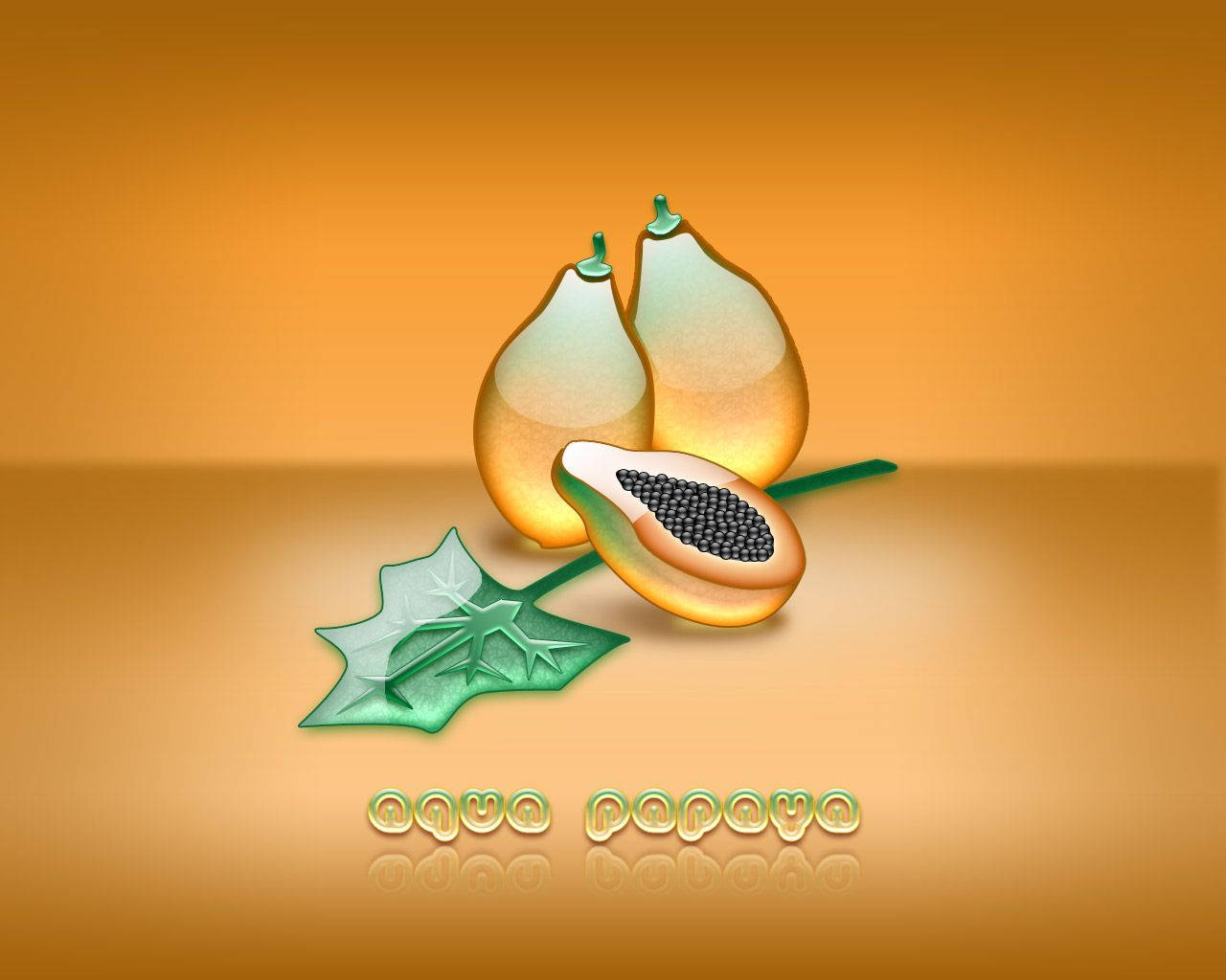 Aqua Papaya Fruits 3d Graphic Art Background