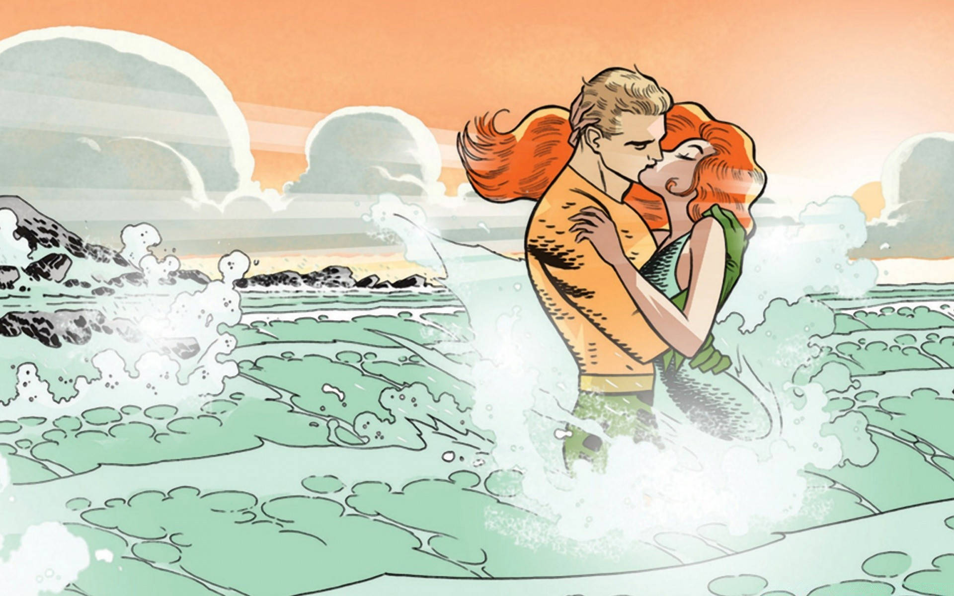 Aquaman And Mera Kissing Background