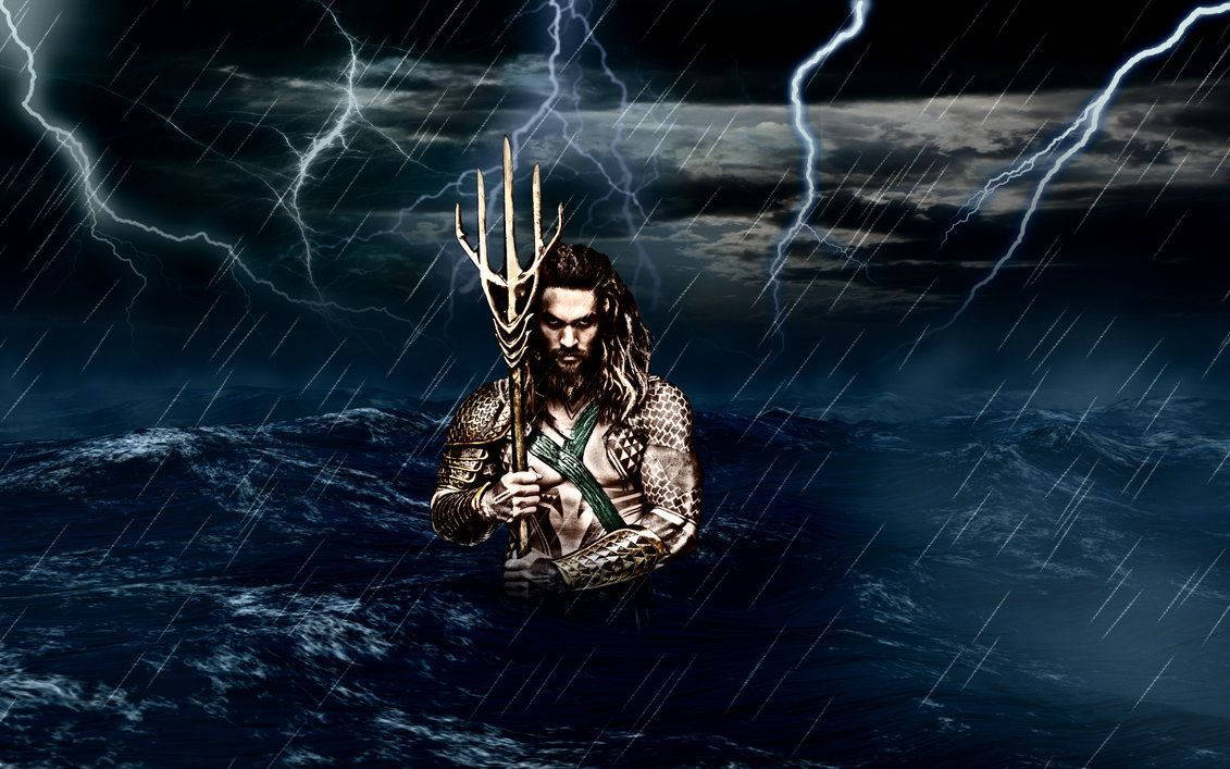 Aquaman And Raging Sea Background