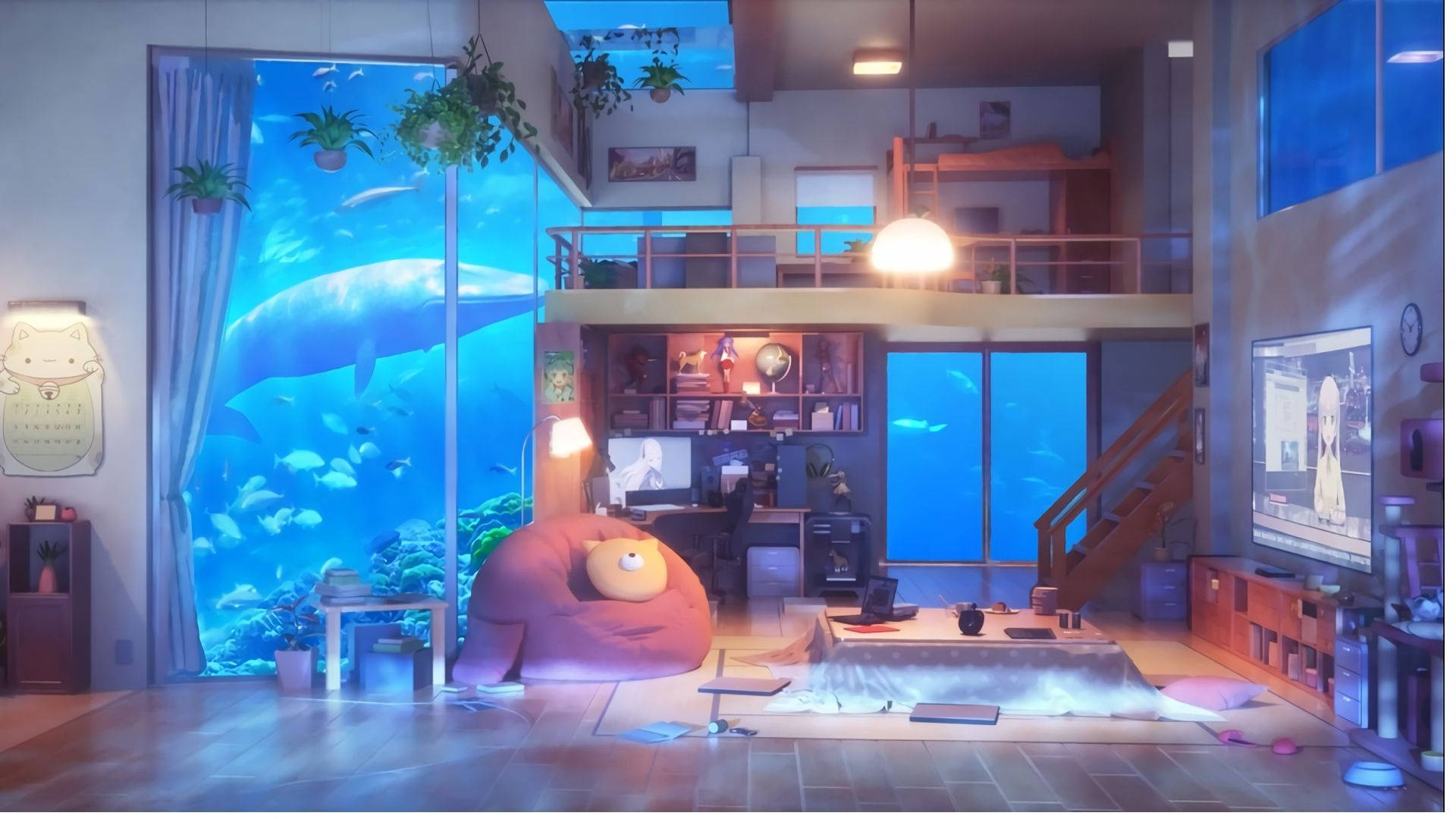 Aquarium Anime Room Background