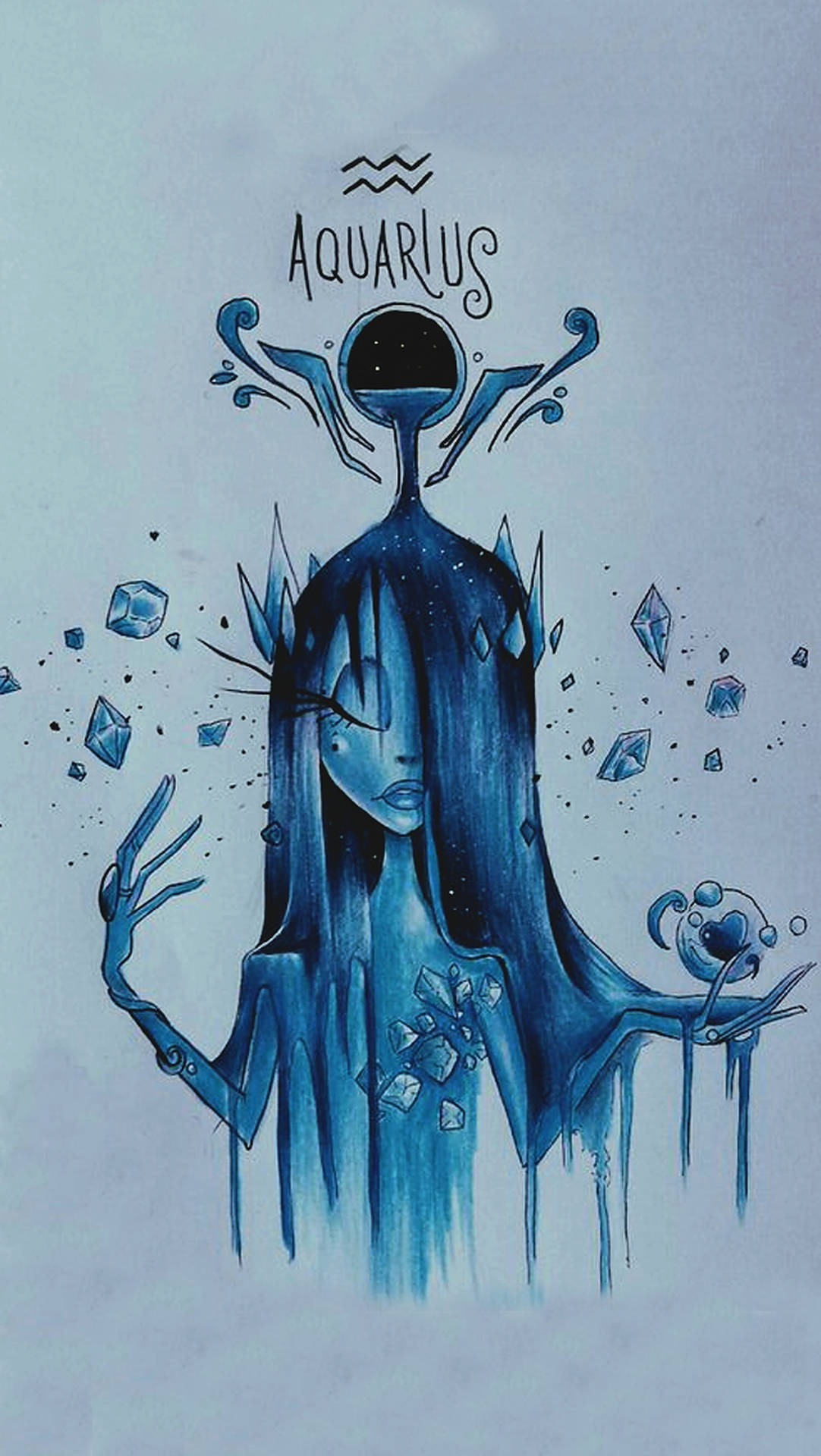 Aquarius Zodiac Blue Lady