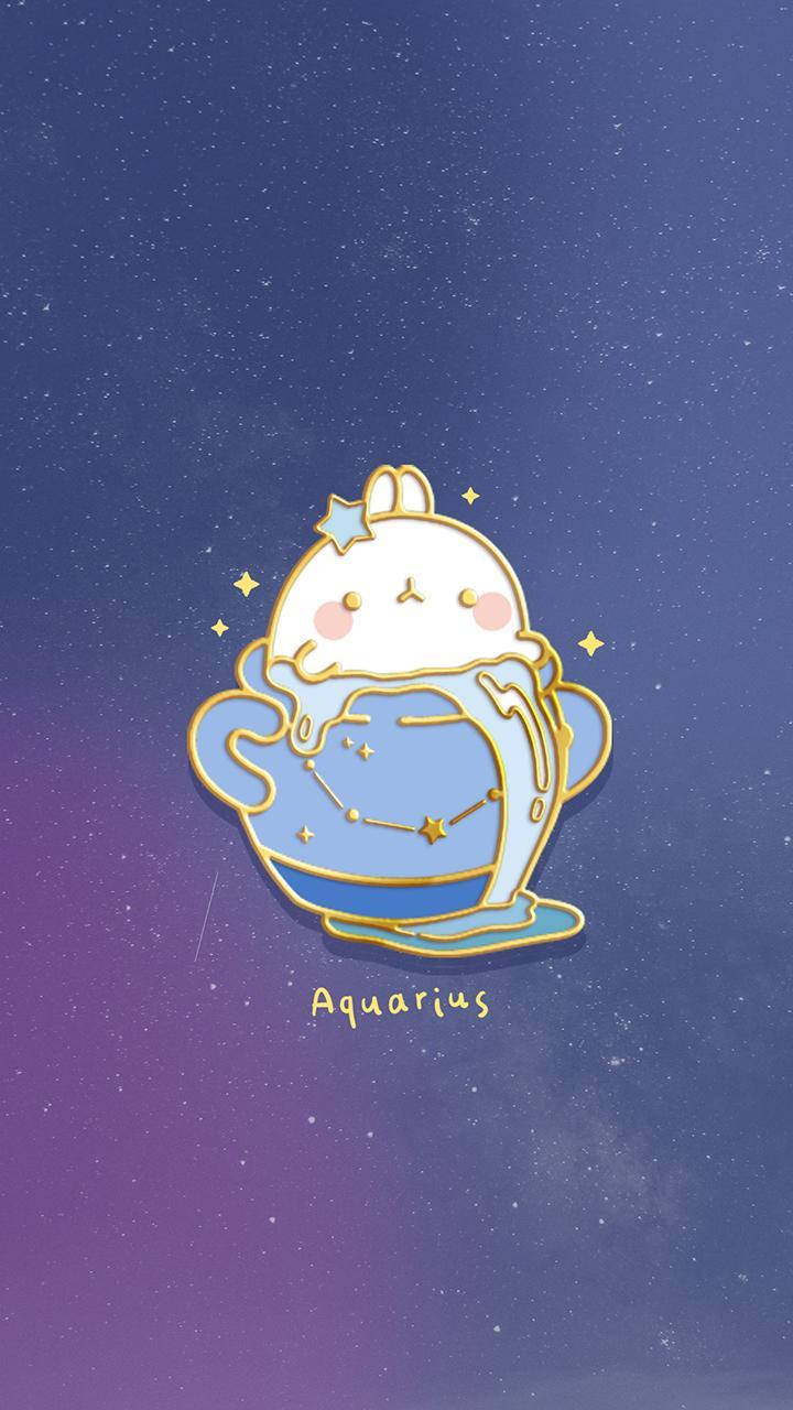 Aquarius Zodiac Cartoon Character Background