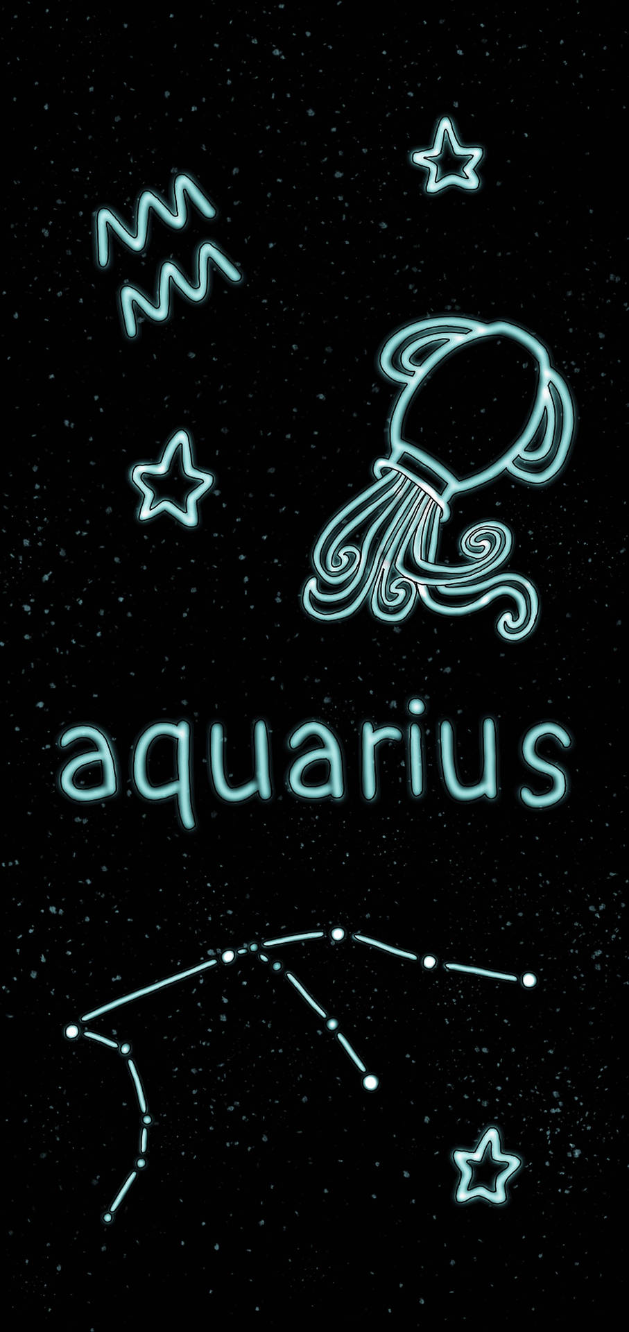 Aquarius Zodiac Neon Lights Background