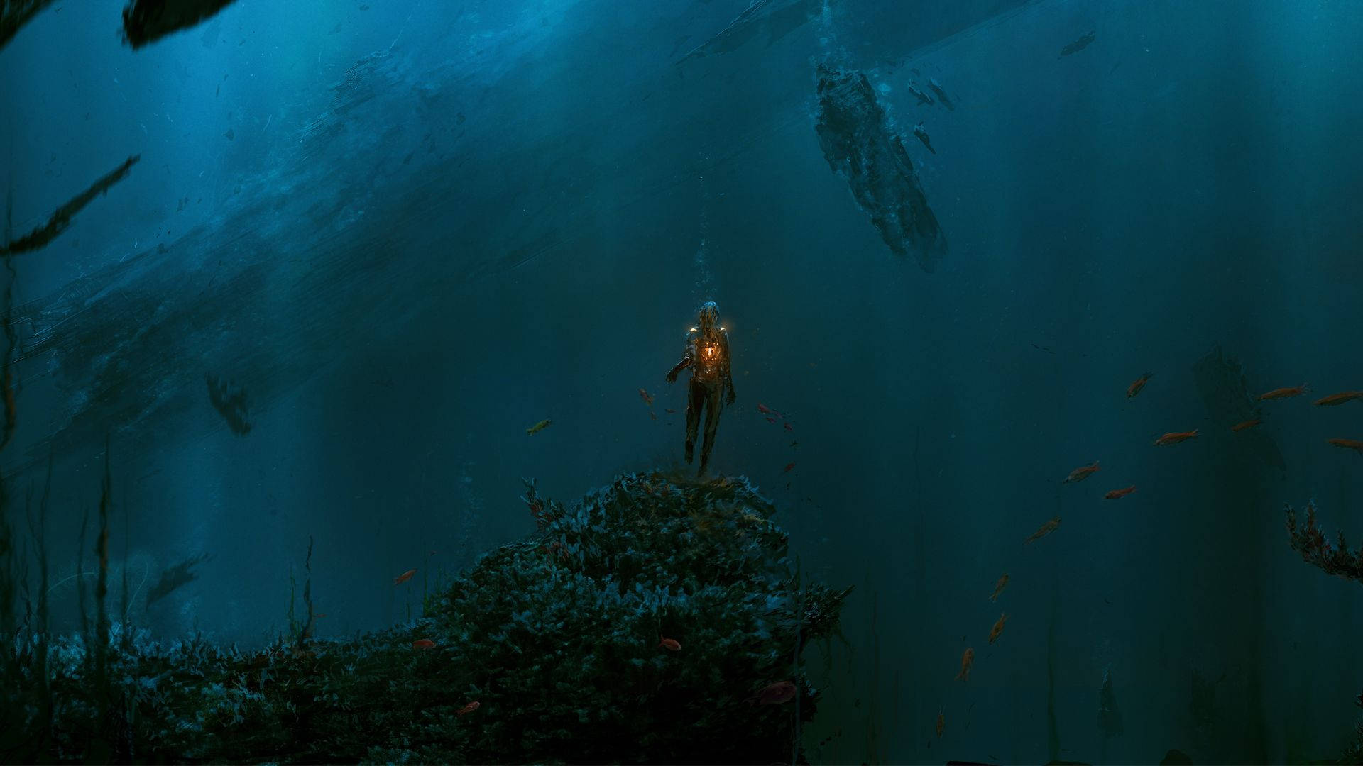 Aquatic Humanoid Underwater Background