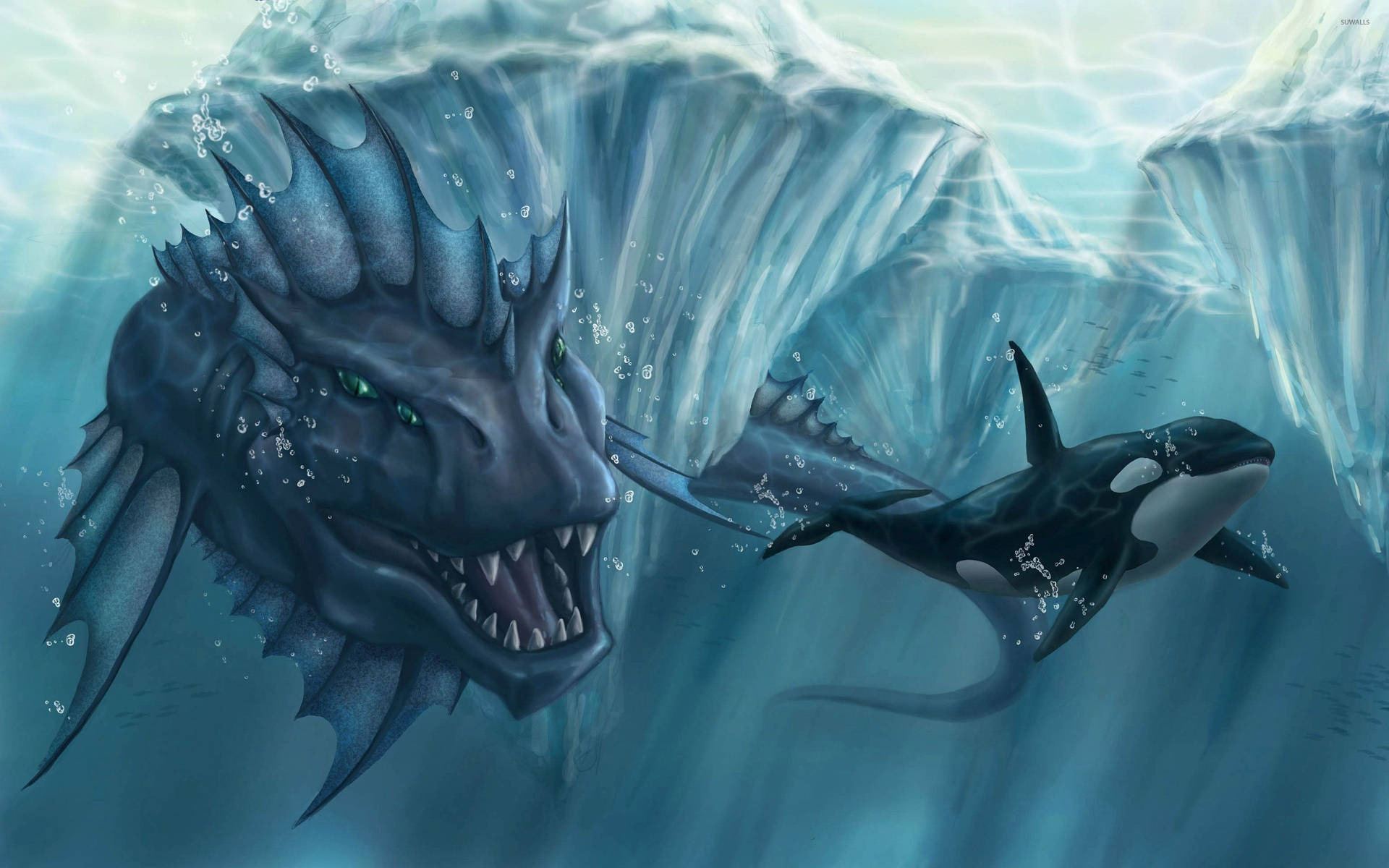 Aquatic Sea Monster Art Background
