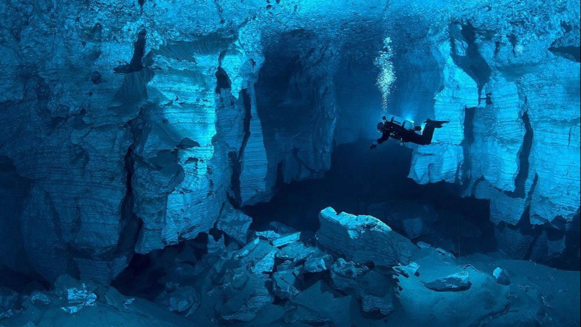 Aquatic Underwater Cave Background
