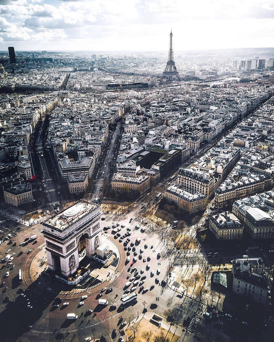 Arc De Triomphe Bird's Eye View Background