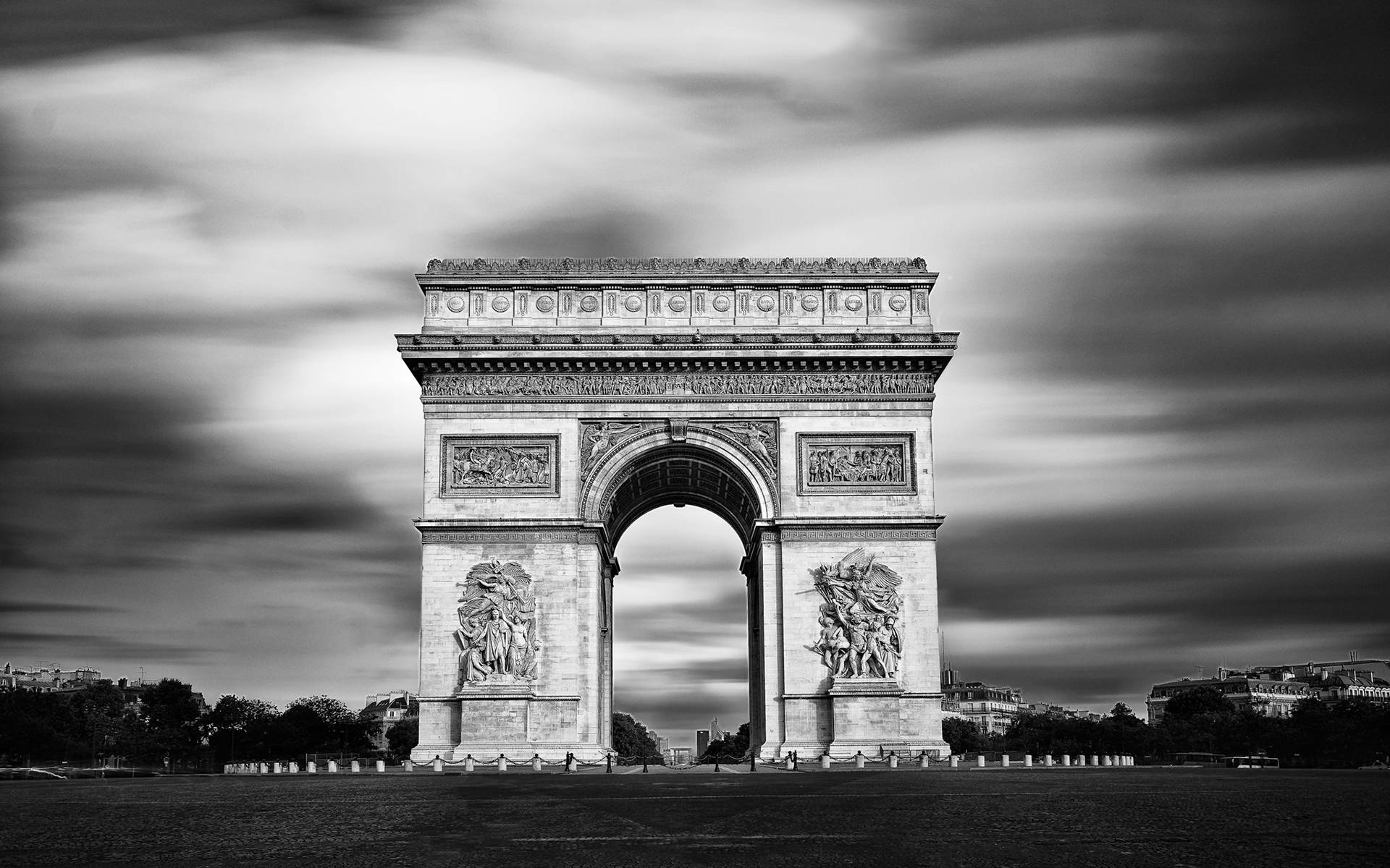 Arc De Triomphe Black And White Background