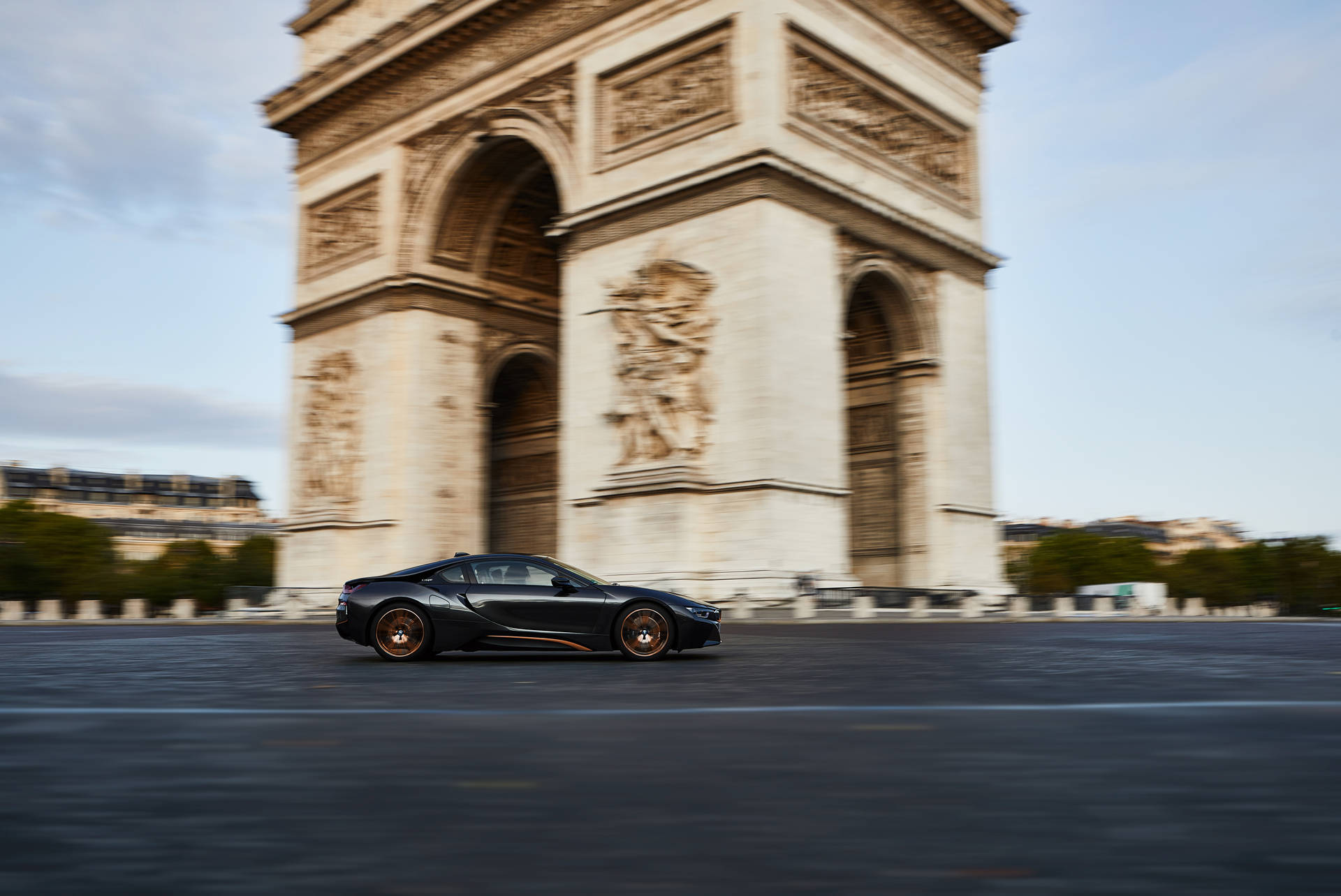 Arc De Triomphe Black Driving Car Background