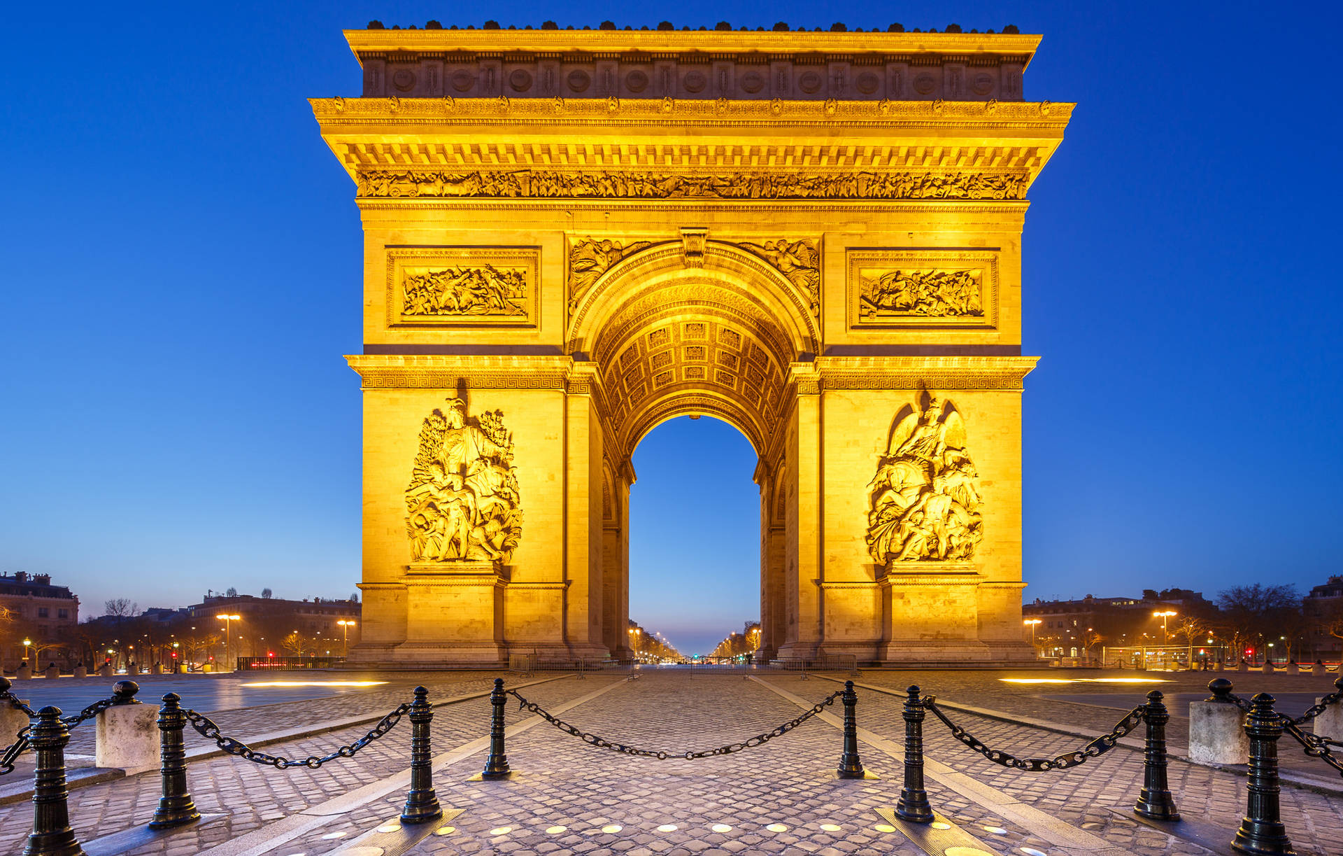 Arc De Triomphe Blue And Yellow Background