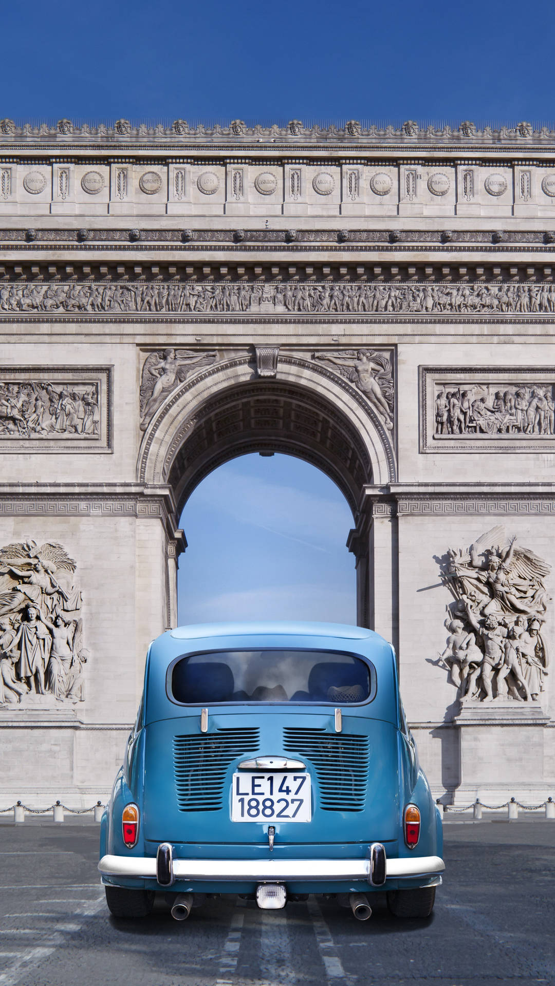 Arc De Triomphe Blue Car Background