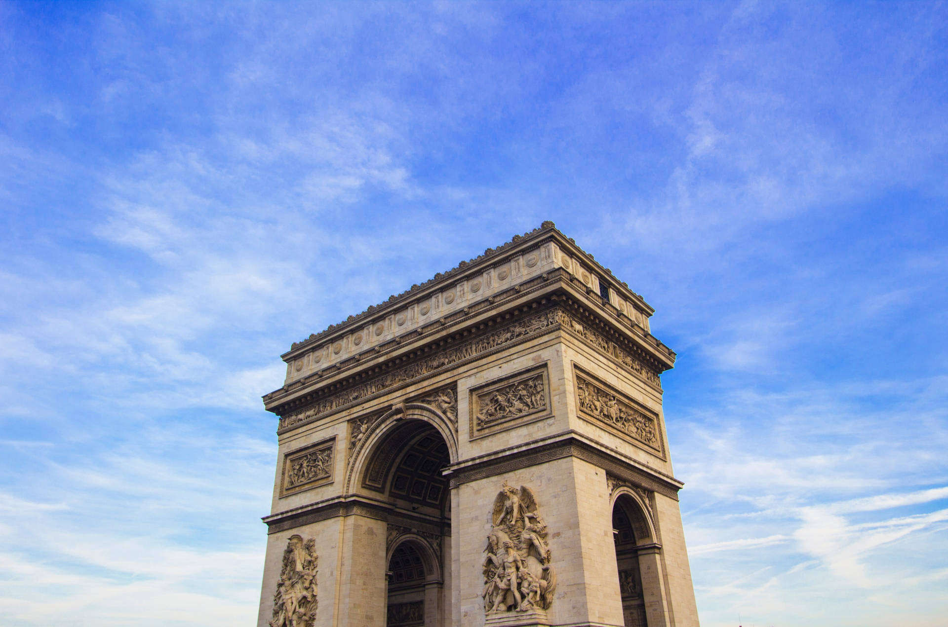 Arc De Triomphe Blue Sky Background