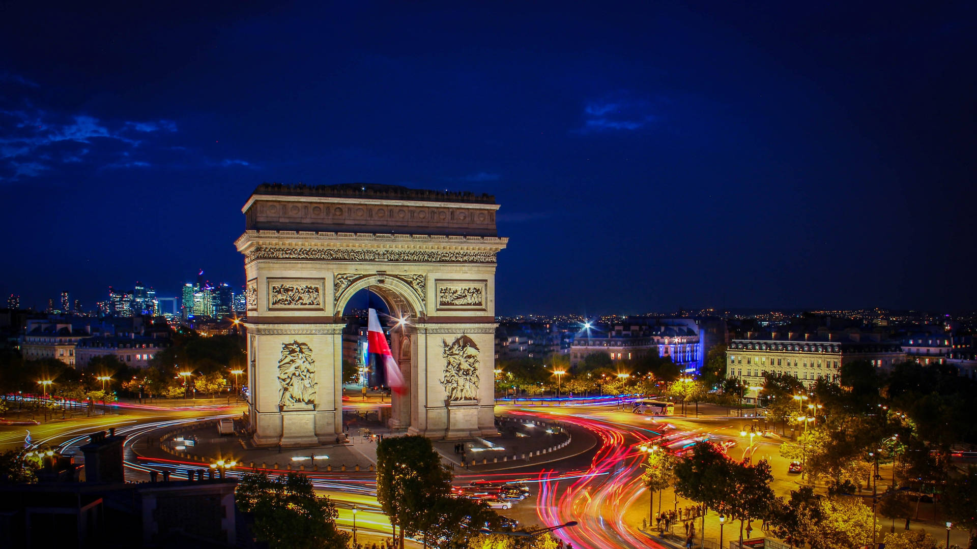 Arc De Triomphe Dark Blue Background