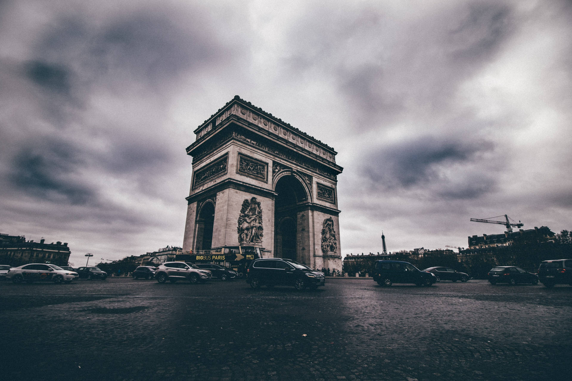 Arc De Triomphe Dark Sky Background