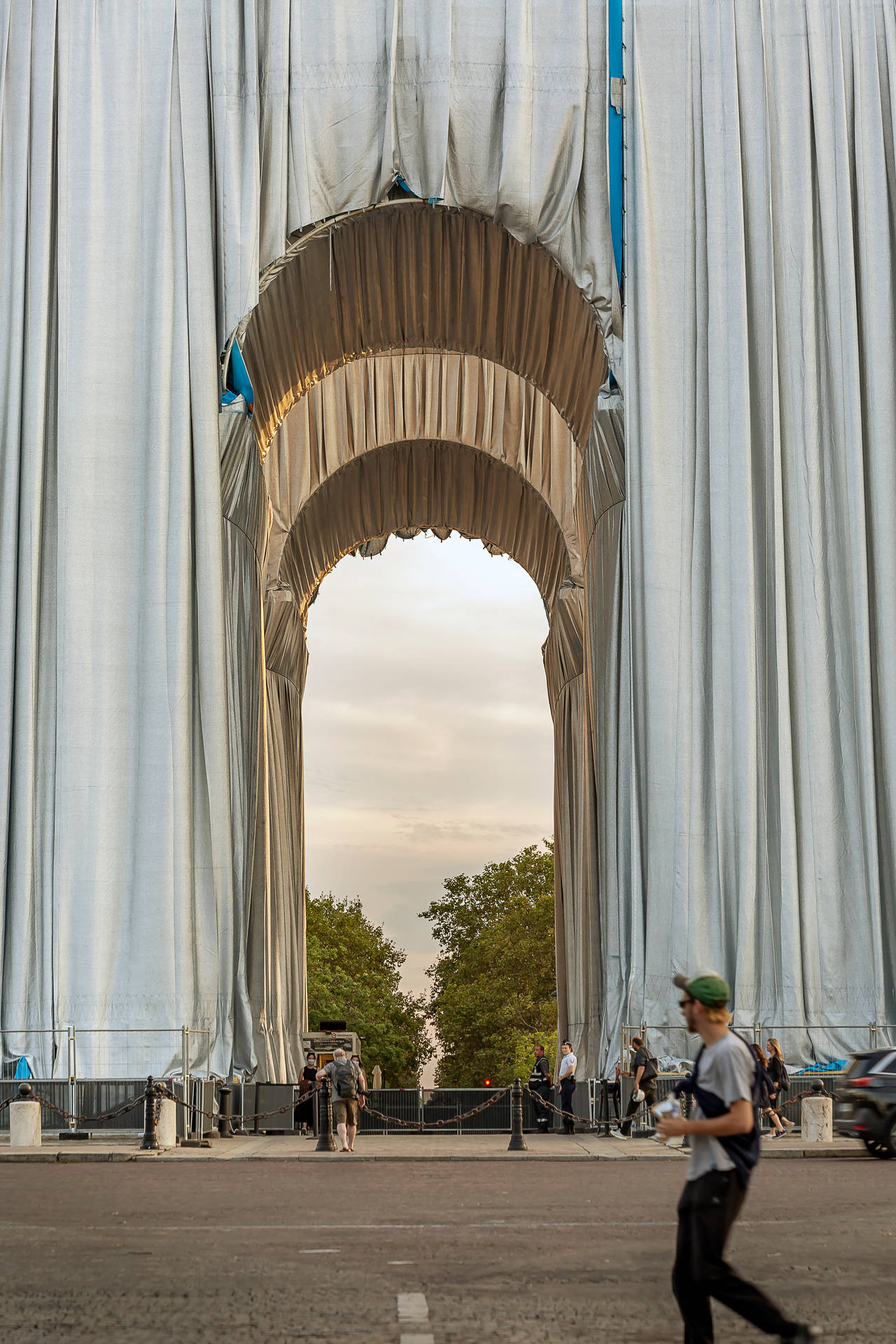 Arc De Triomphe Man Walking Background