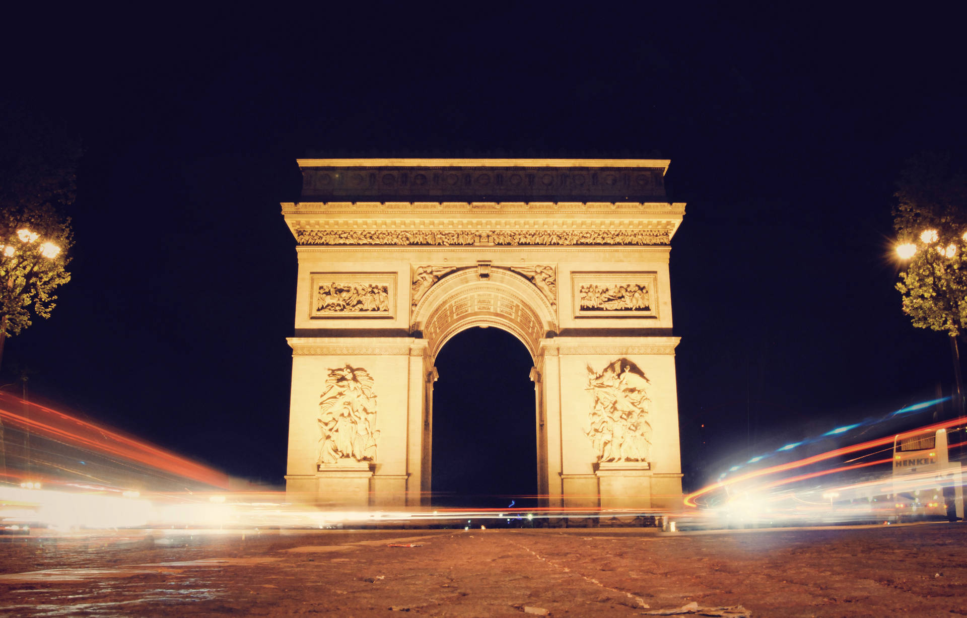 Arc De Triomphe Night Sky Background